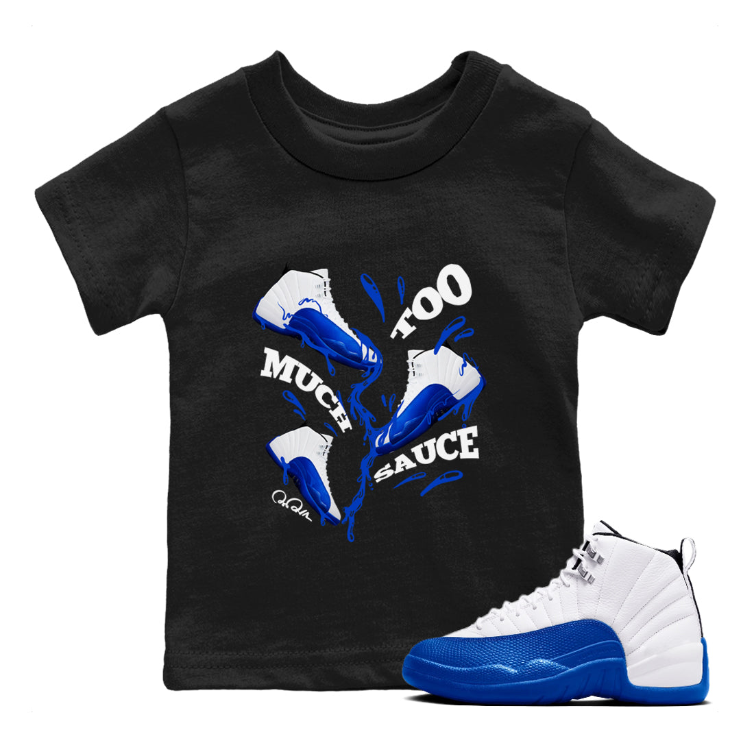 Too Much Sauce snkmatch Tees Kids - Air Jordan 12 Blueberry