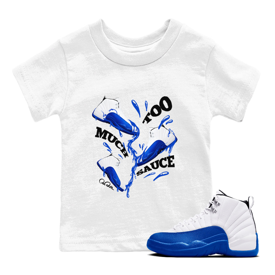 Too Much Sauce snkmatch Tees Kids - Air Jordan 12 Blueberry