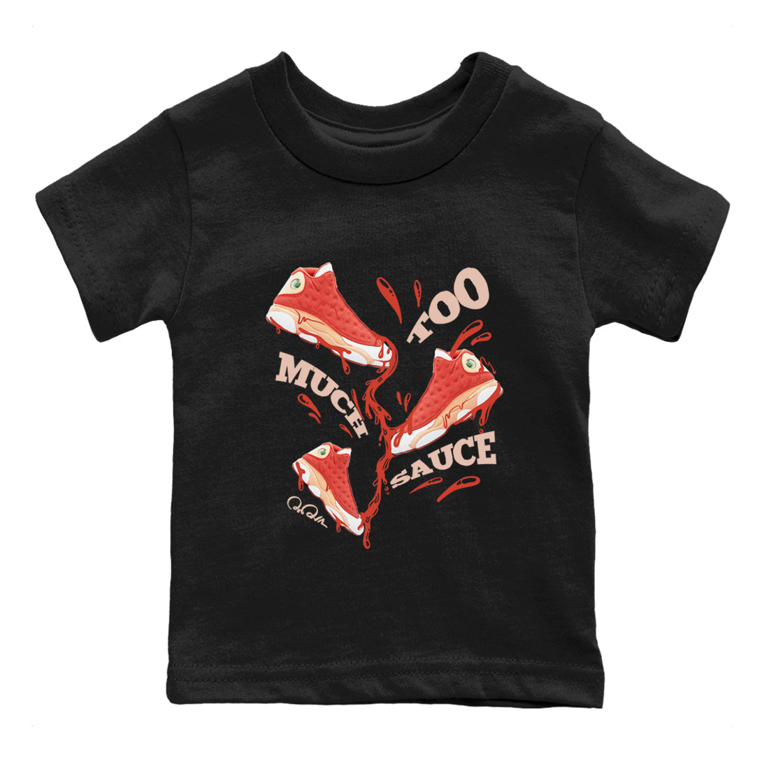 Too Much Sauce snkmatch Tees Kids - Air Jordan 13 Dune Red