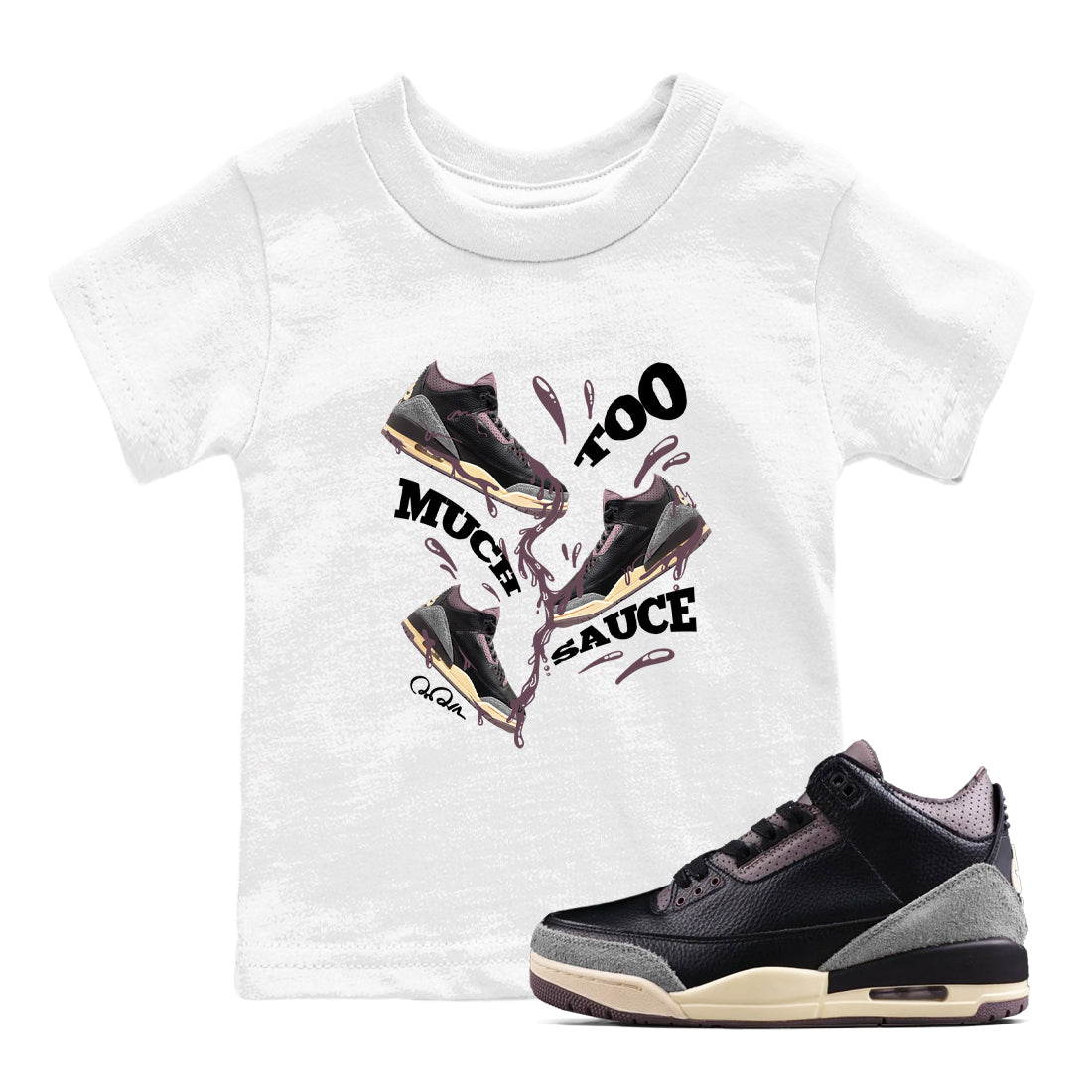 Too Much Sauce snkmatch Tees Kids - Air Jordan 3 A Ma Maniere x Black