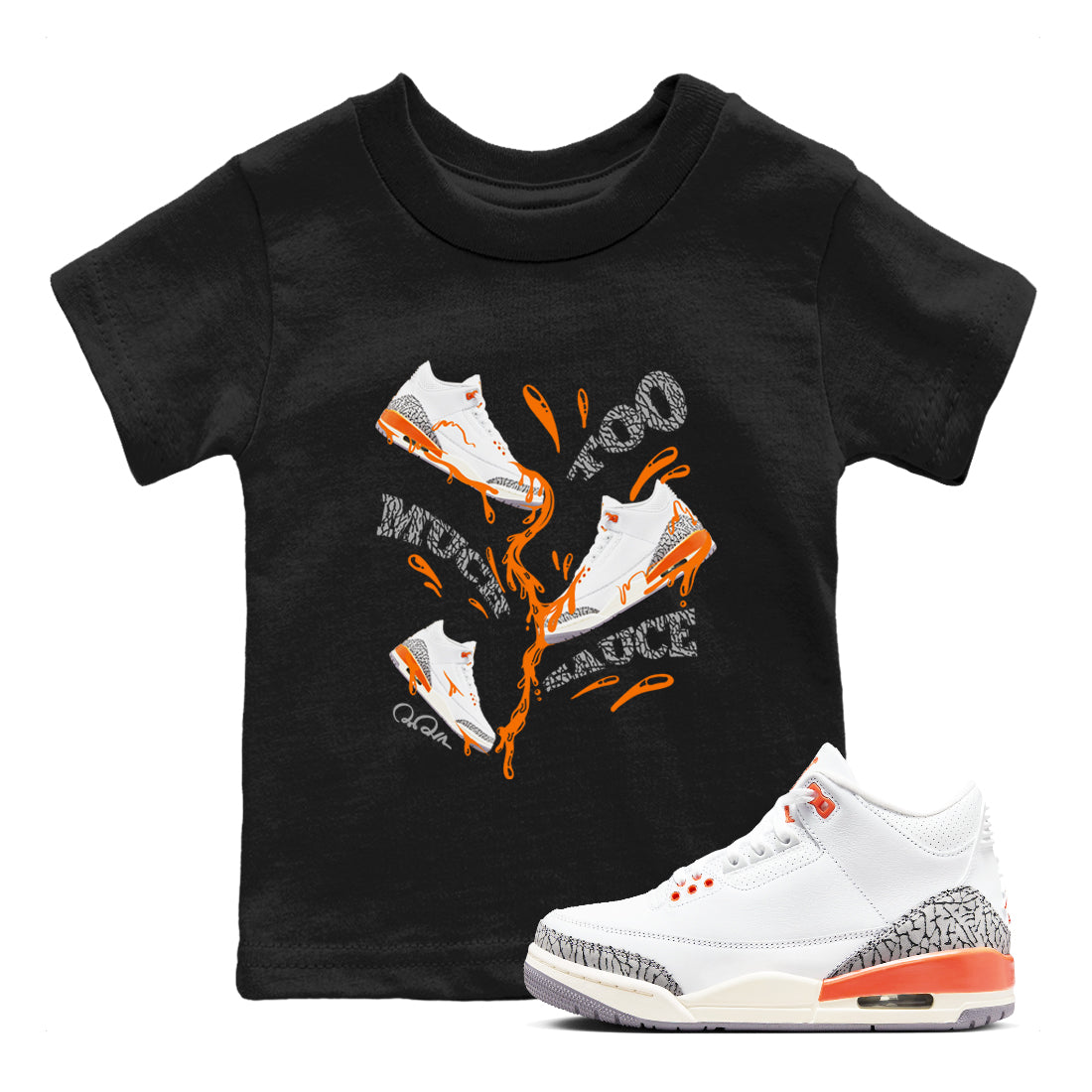 Too Much Sauce snkmatch Tees Kids - Air Jordan 3 Georgia Peach