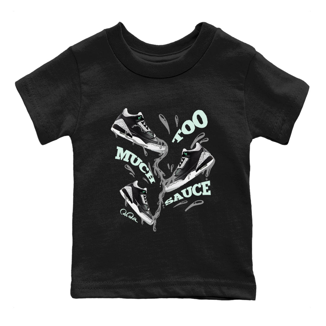 Too Much Sauce snkmatch Tees Kids - Air Jordan 3 Green Glow
