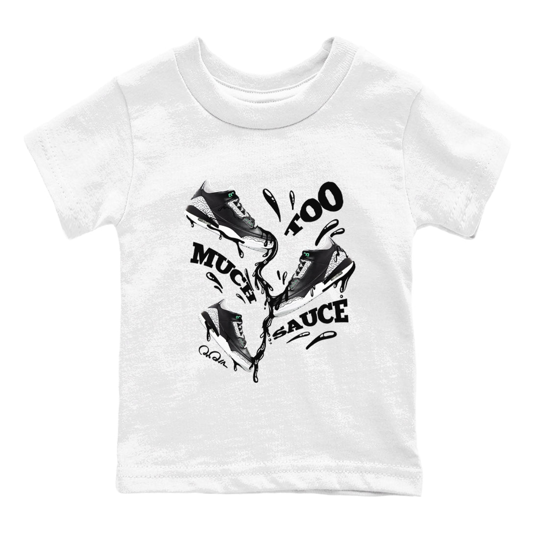 Too Much Sauce snkmatch Tees Kids - Air Jordan 3 Green Glow