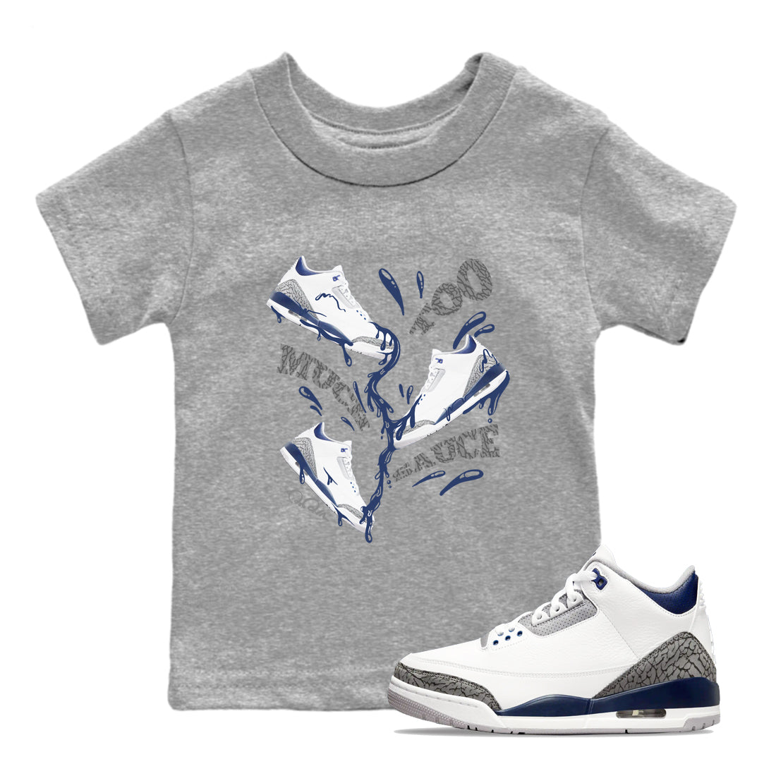 Too Much Sauce snkmatch Tees Kids - Air Jordan 3 Midnight Navy 2023