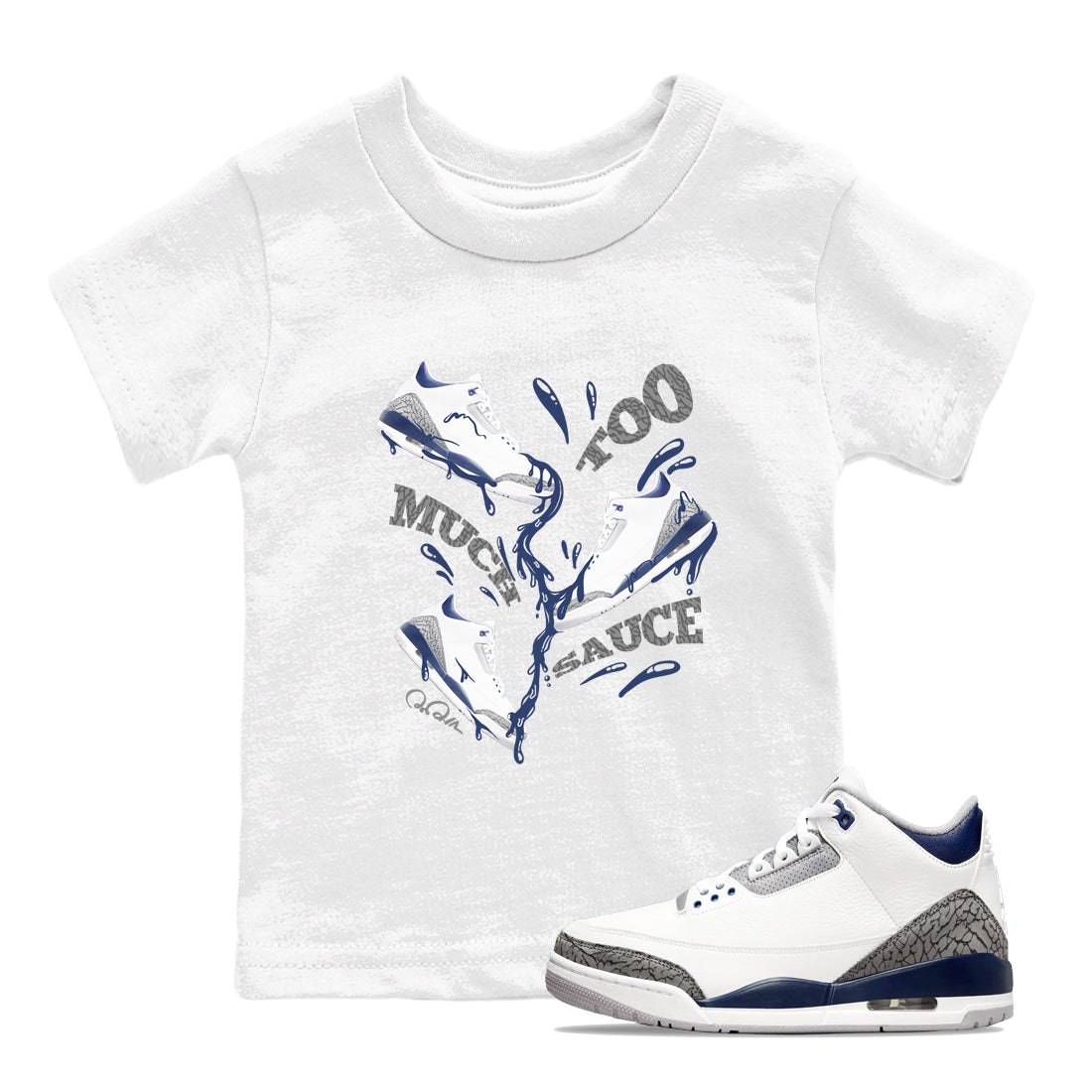 Too Much Sauce snkmatch Tees Kids - Air Jordan 3 Midnight Navy 2023