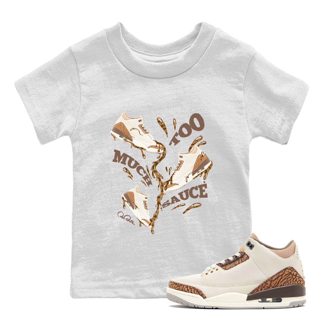 Too Much Sauce Kids Tops - Air Jordan 3 Palomino