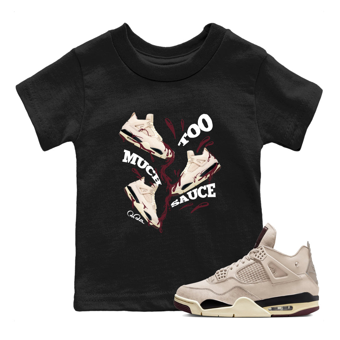 Too Much Sauce snkmatch Tees Kids - Air Jordan 4 A Ma Maniere x Fossil Stone
