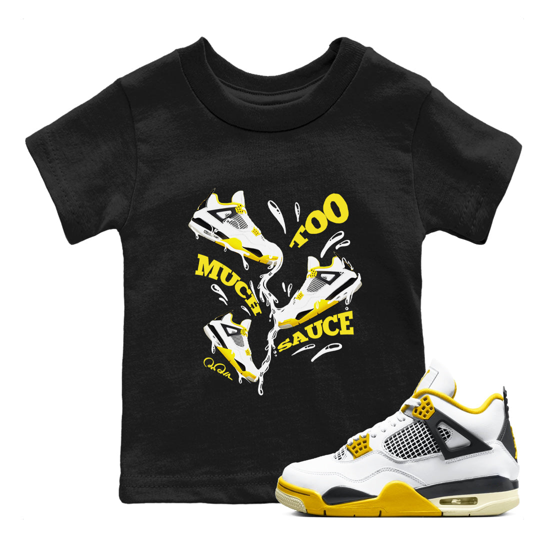 Too Much Sauce snkmatch Tees Kids - Air Jordan 4 Vivid Sulfur