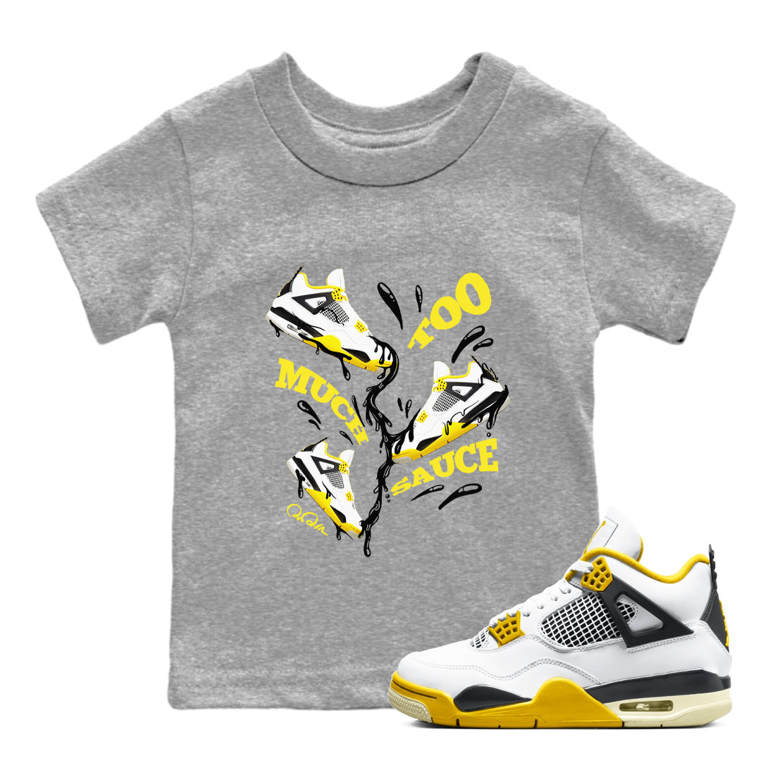Too Much Sauce snkmatch Tees Kids - Air Jordan 4 Vivid Sulfur