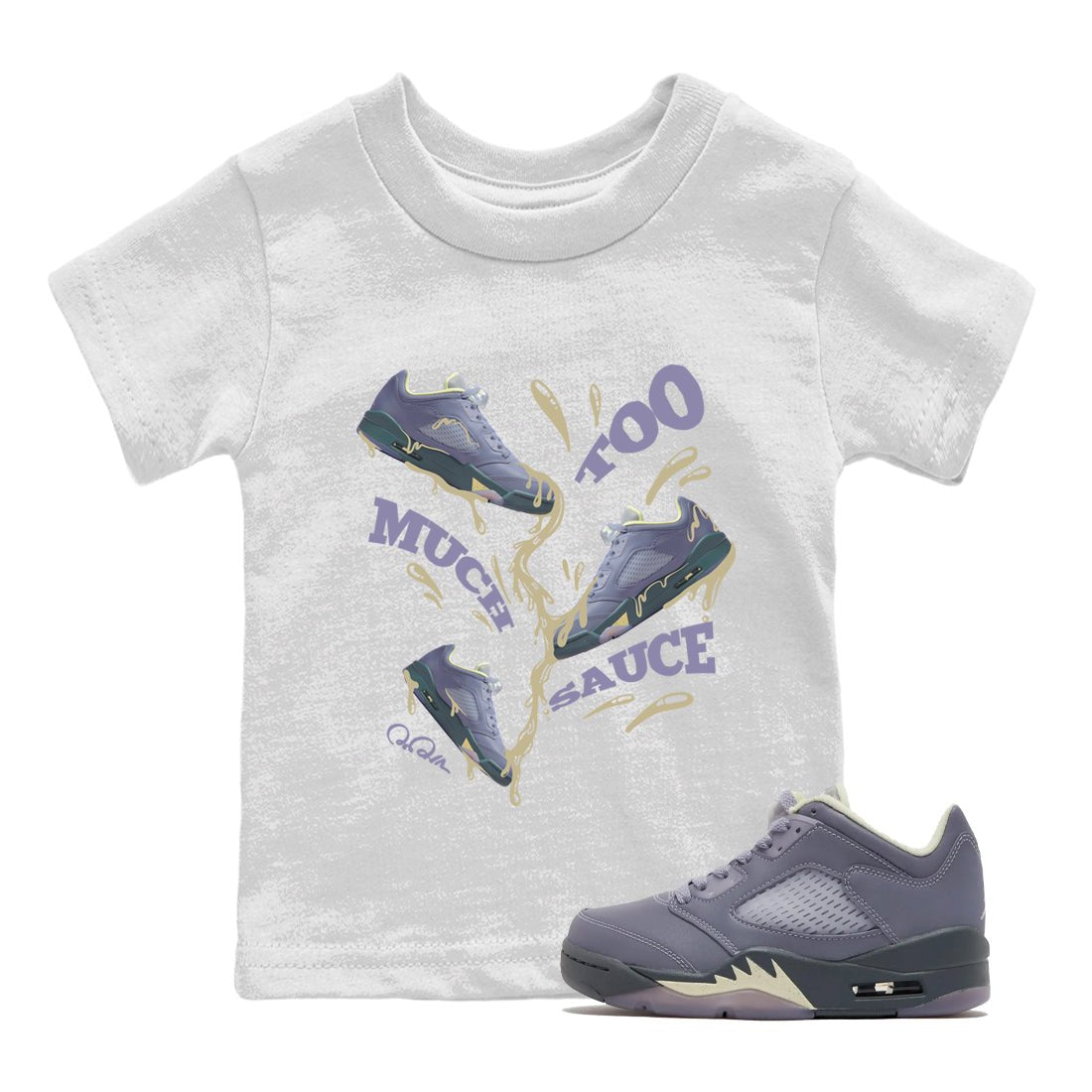 Too Much Sauce Kids Tops - Air Jordan 5 Indigo Haze