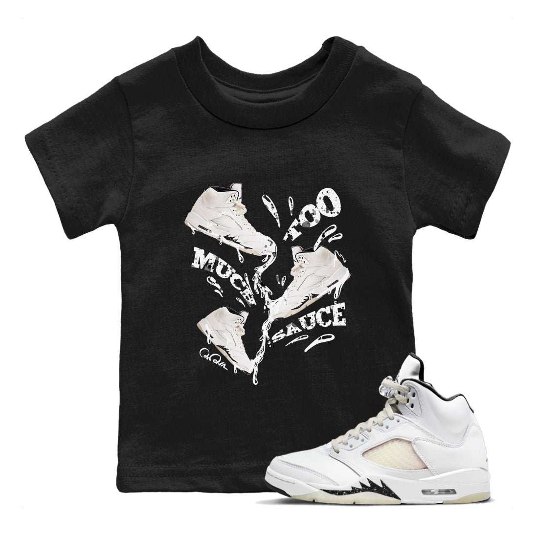 Too Much Sauce snkmatch Tees Kids - Air Jordan 5 Sail