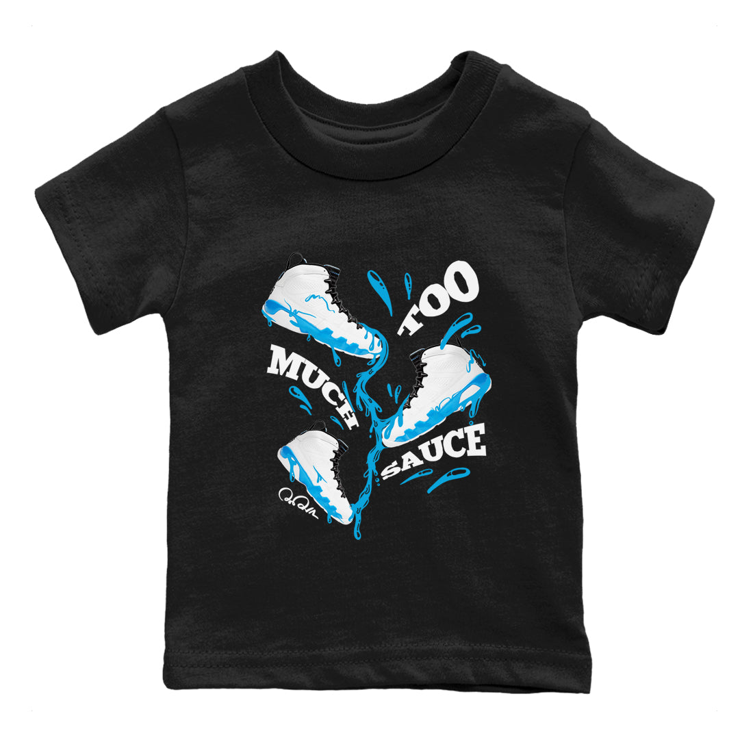Too Much Sauce snkmatch Tees Kids - Air Jordan 9 Powder Blue