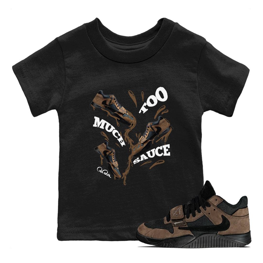 Too Much Sauce snkmatch Tees Kids - Jordan Jumpman Jack Travis Scott Dark Mocha