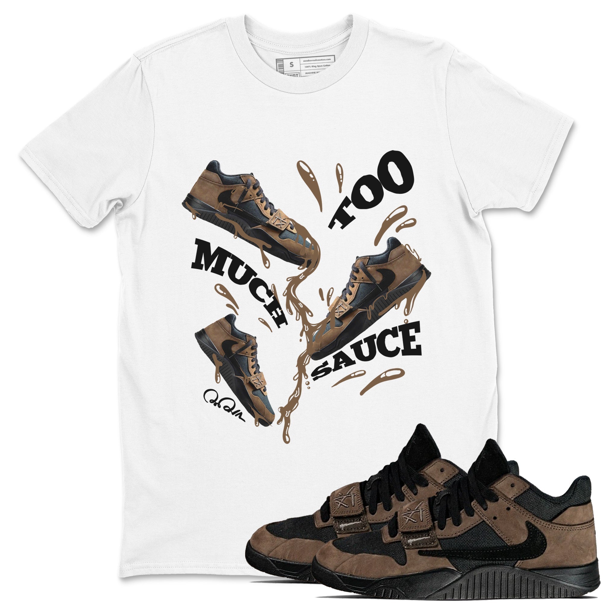 Too Much Sauce snkmatch Tees - Jordan Jumpman Jack Travis Scott Dark Mocha