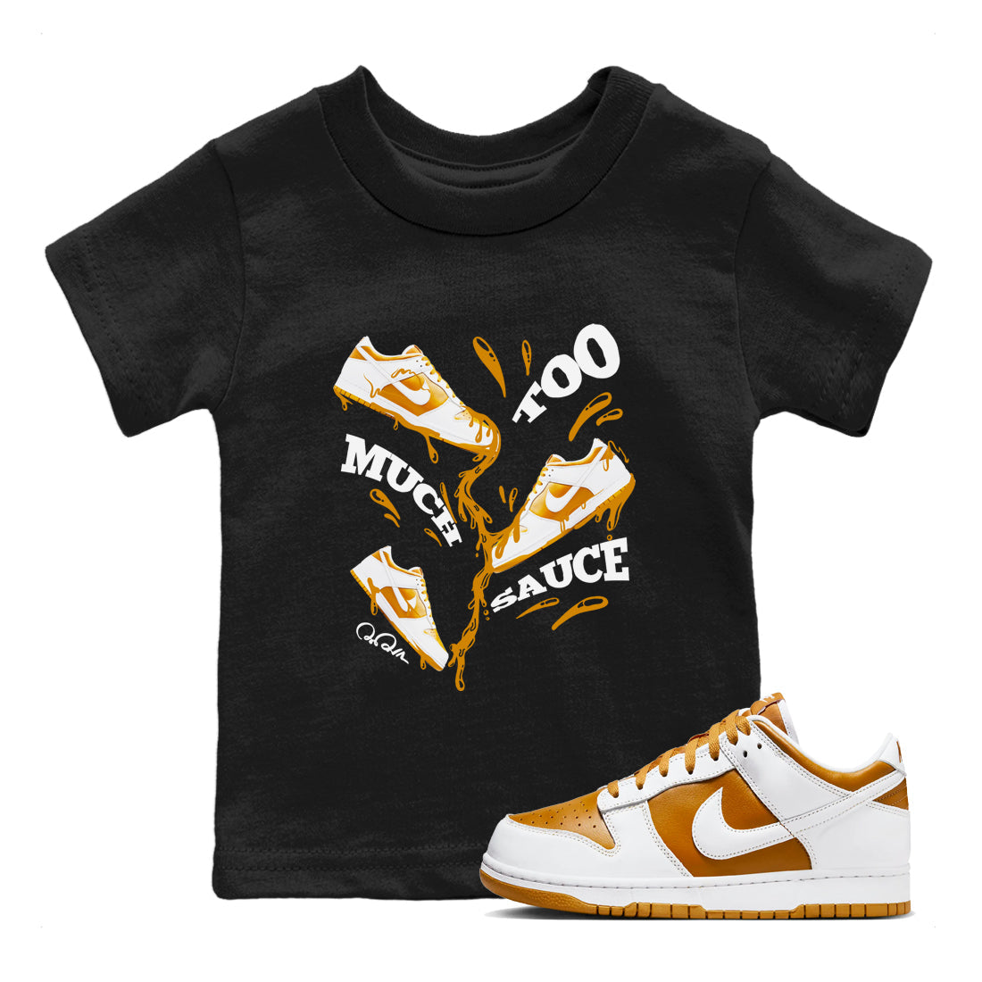 Too Much Sauce snkmatch Tees Kids - Dunk Dark Curry
