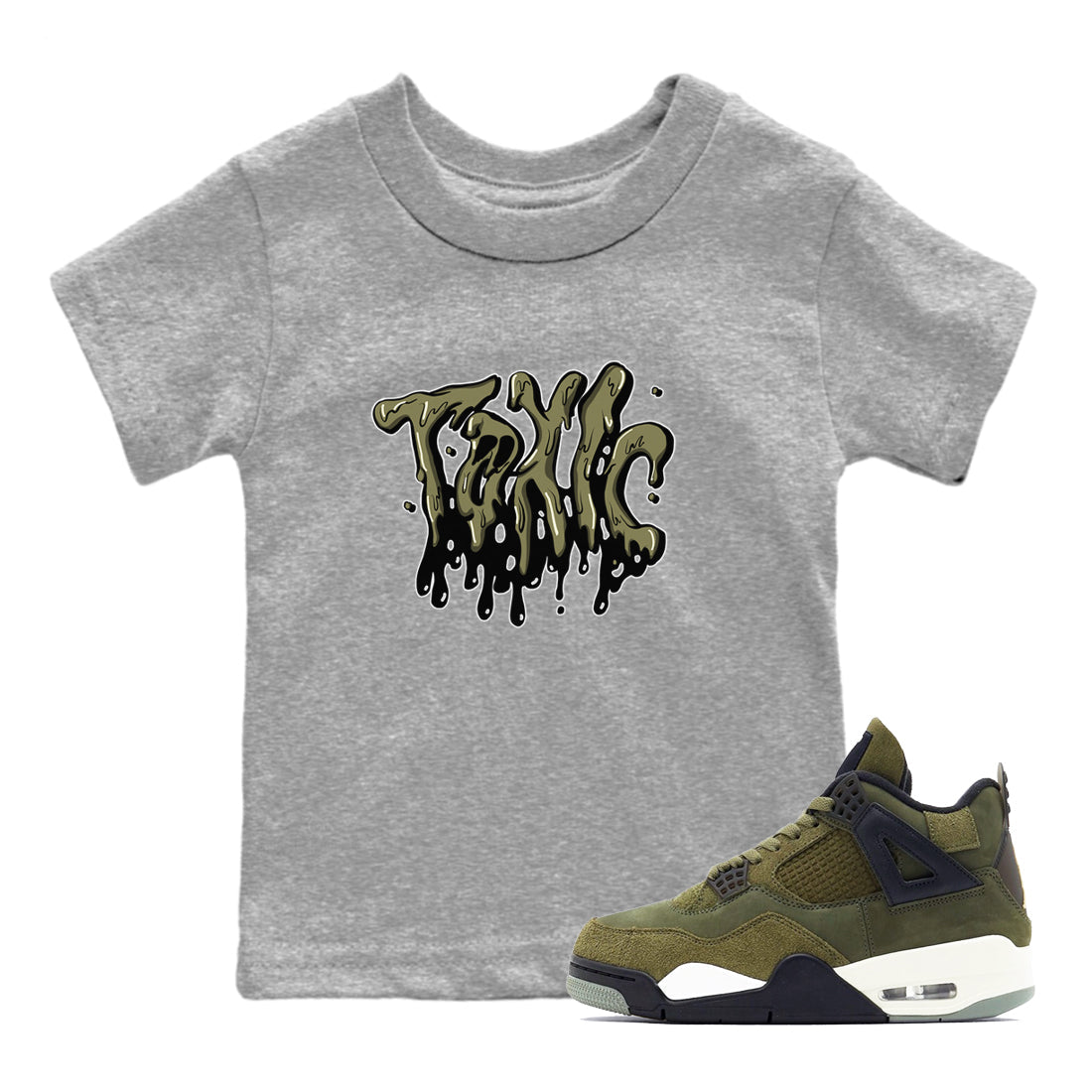 Toxic snkmatch Tee Kids - Air Jordan 4 Medium Olive