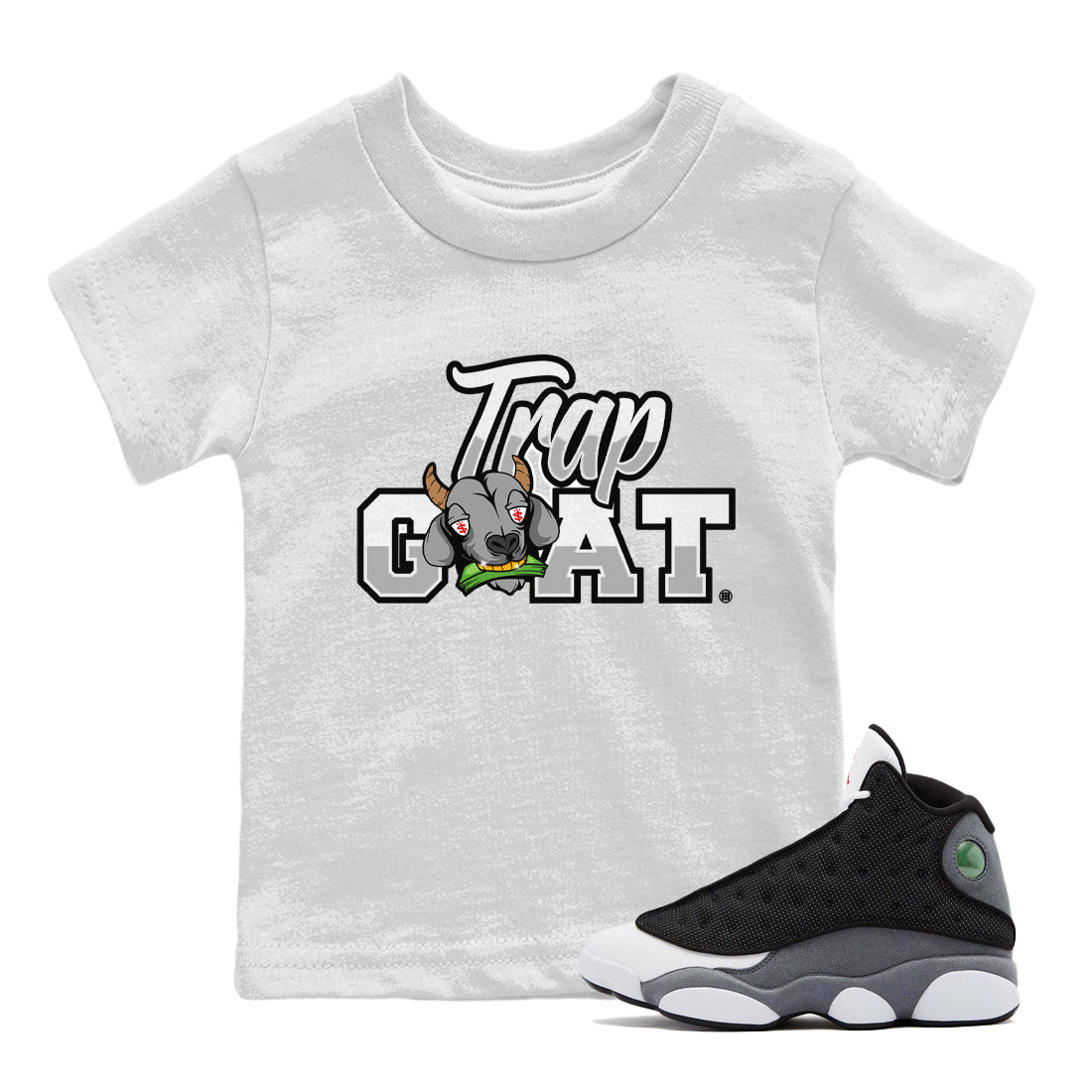 Trap Goat Kids Tops - Air Jordan 13 Black Flint