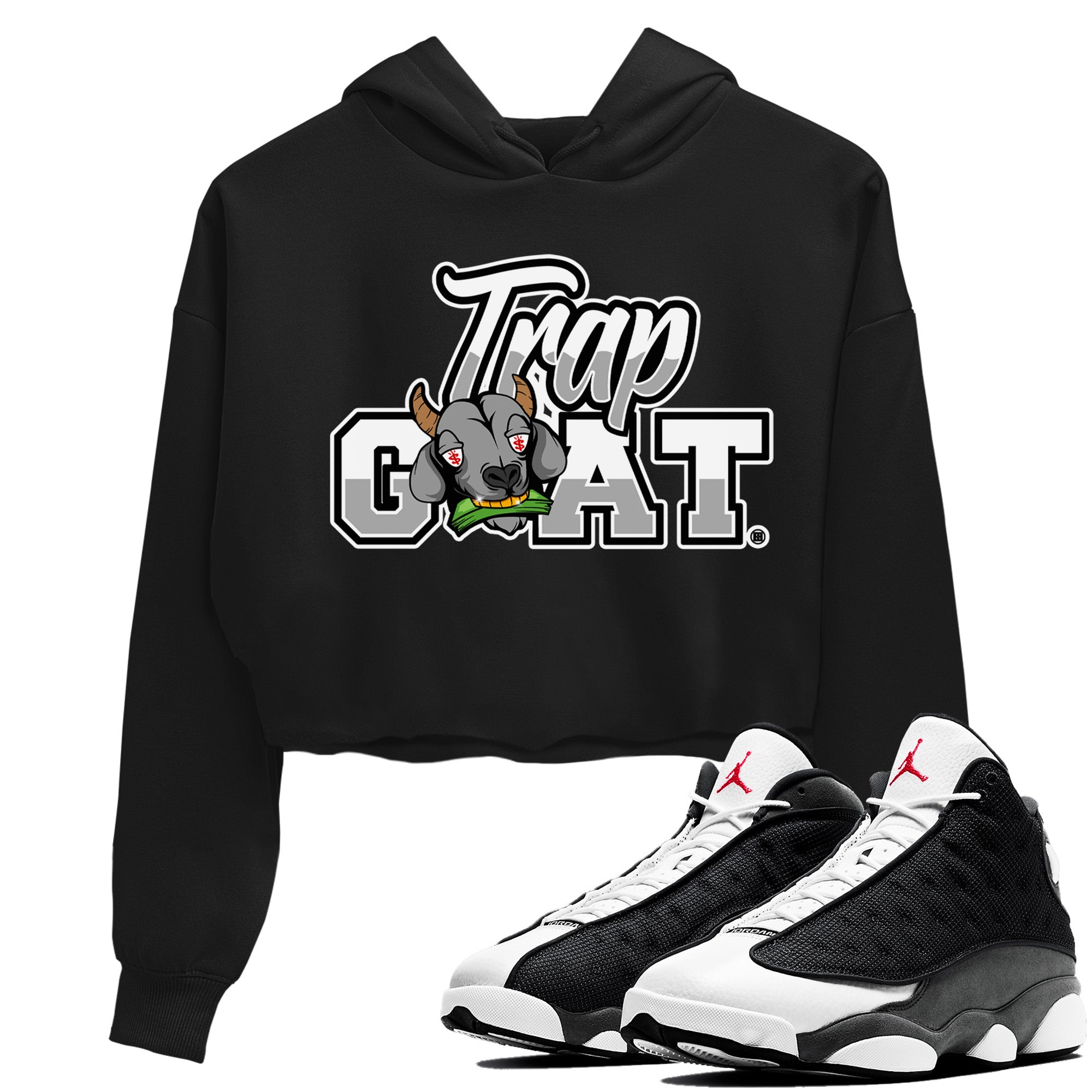 Trap Goat Women's Tops - Air Jordan 13 Black Flint