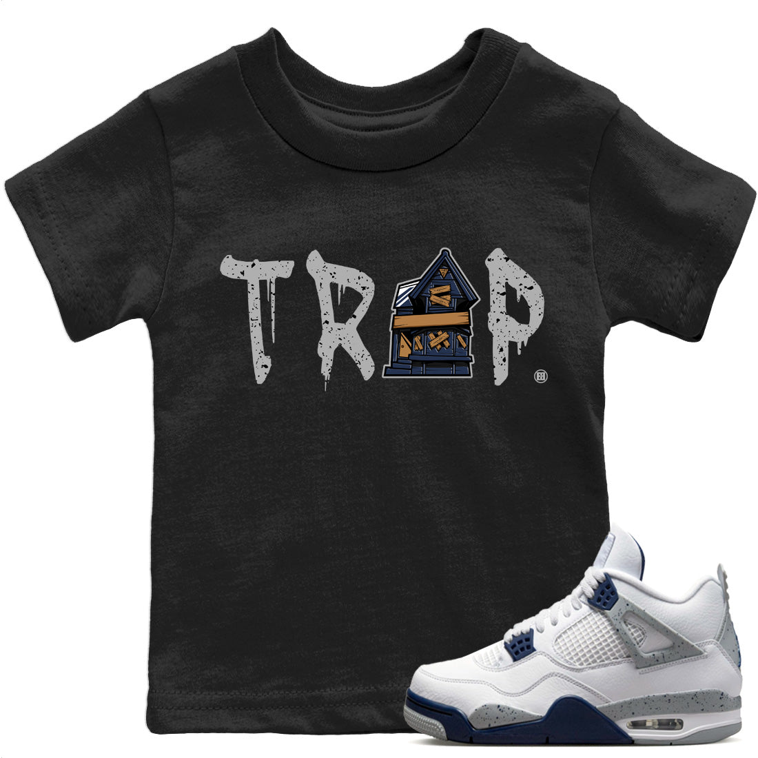 Trap House Kids Tops - Air Jordan 4 Midnight Navy