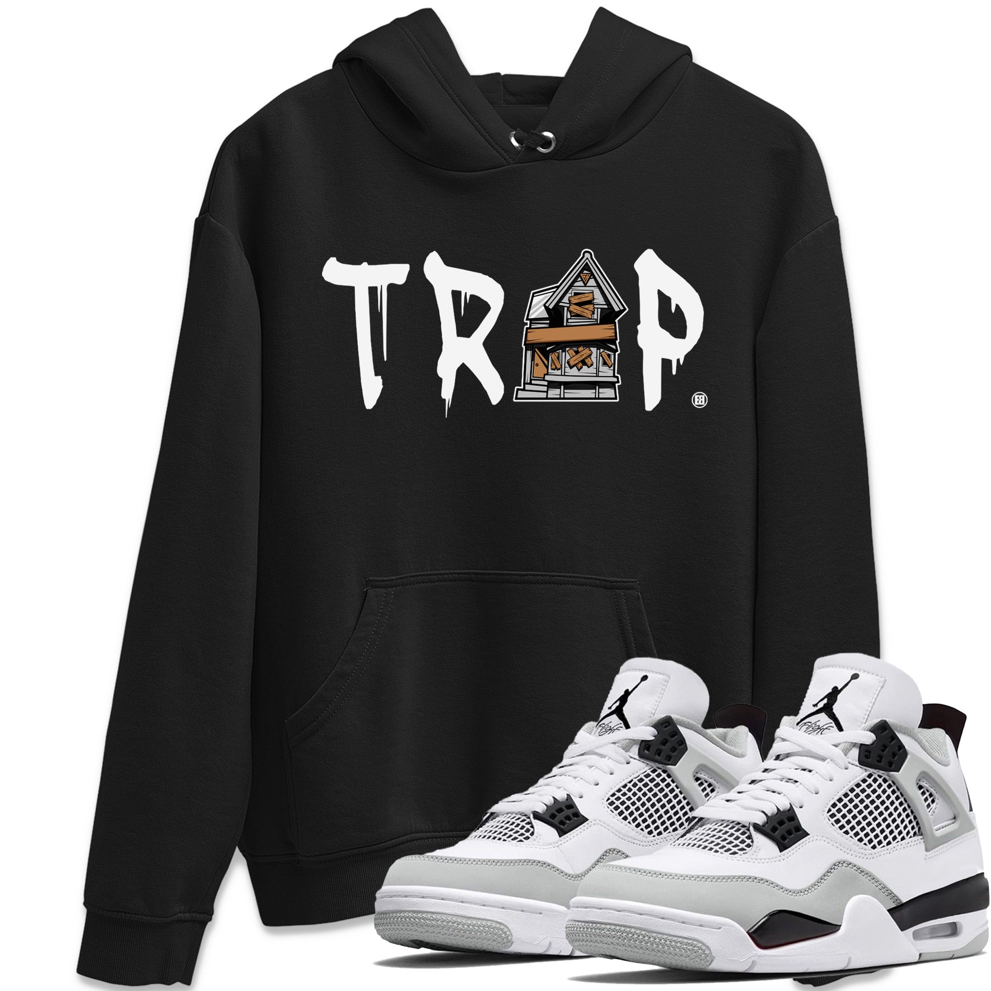 Trap House Unisex Tops - Air Jordan 4 Military Black