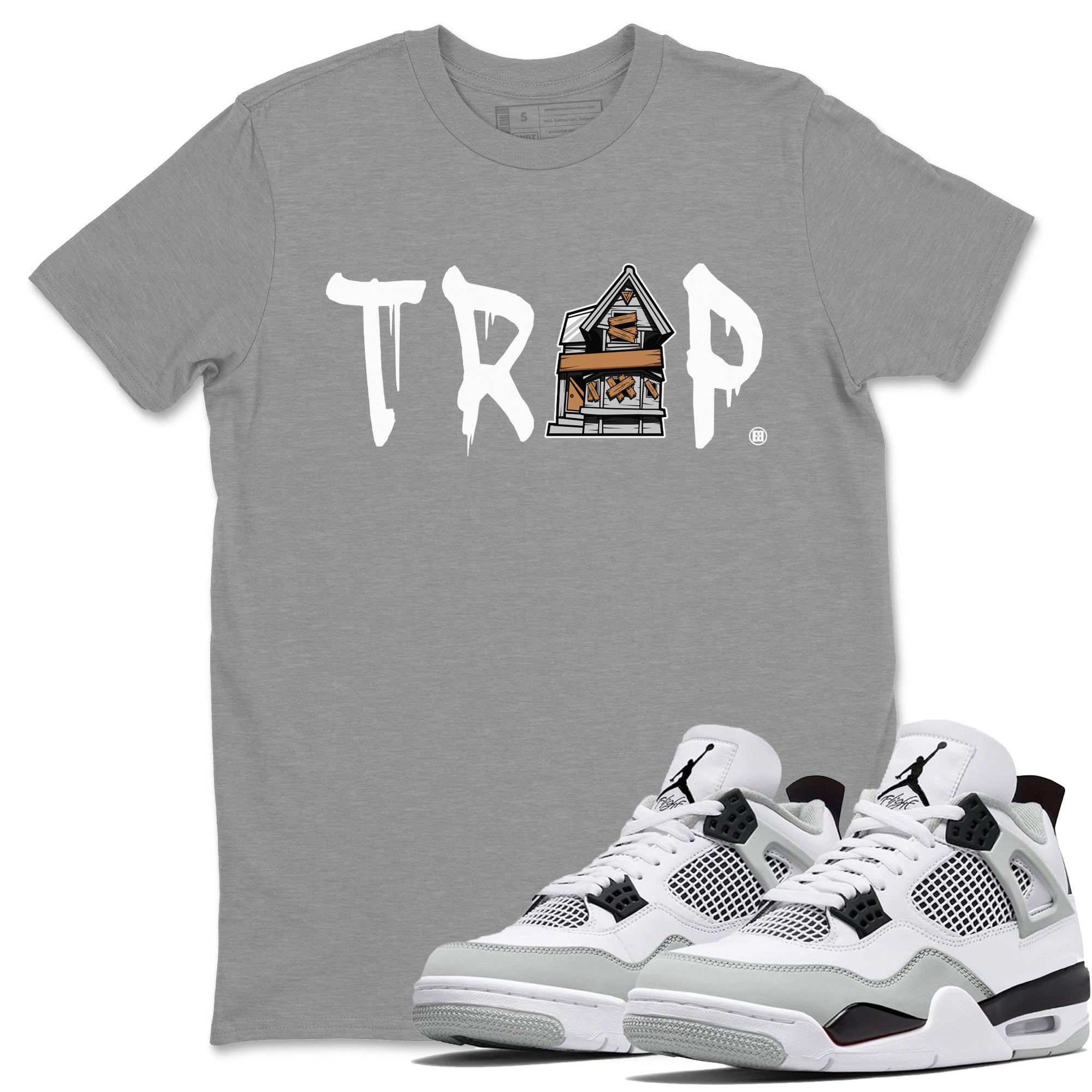 Trap House Unisex Tops - Air Jordan 4 Military Black