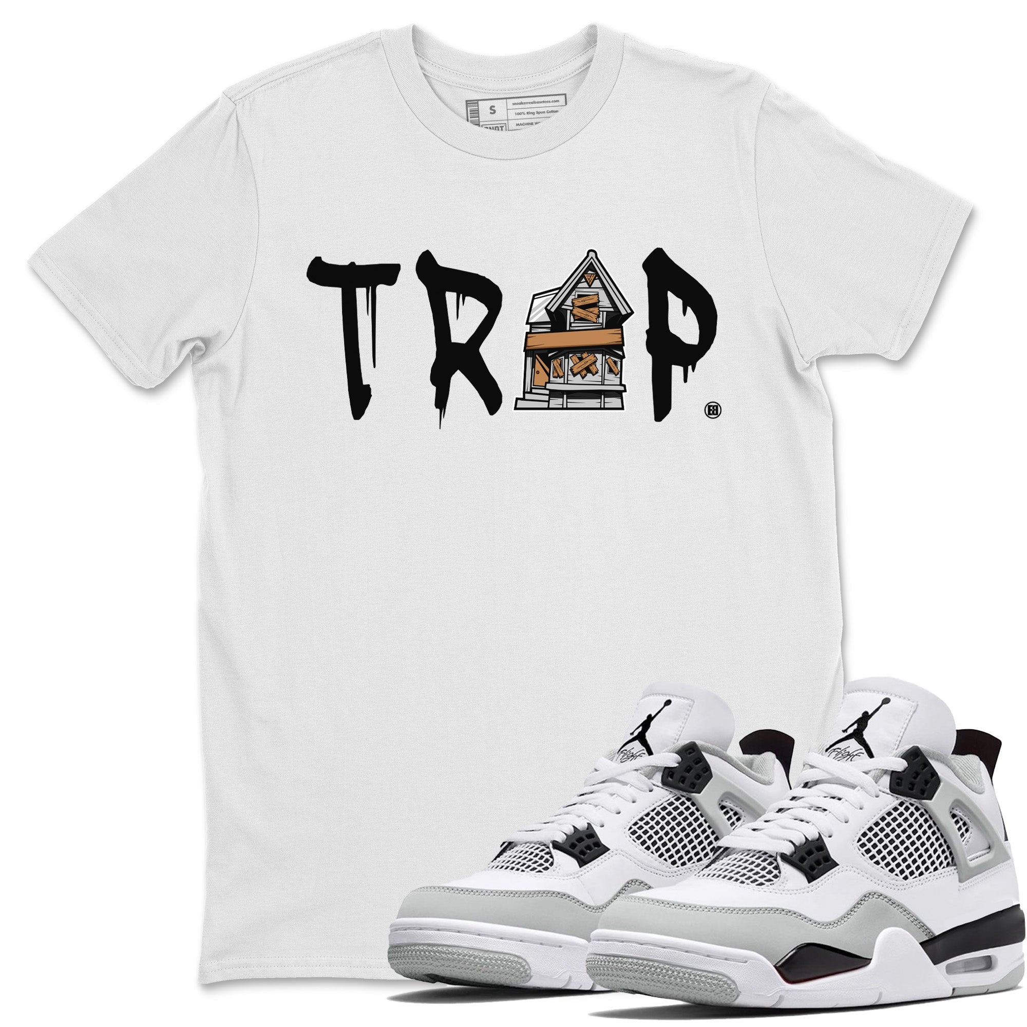 Trap House Unisex Tops - Air Jordan 4 Military Black