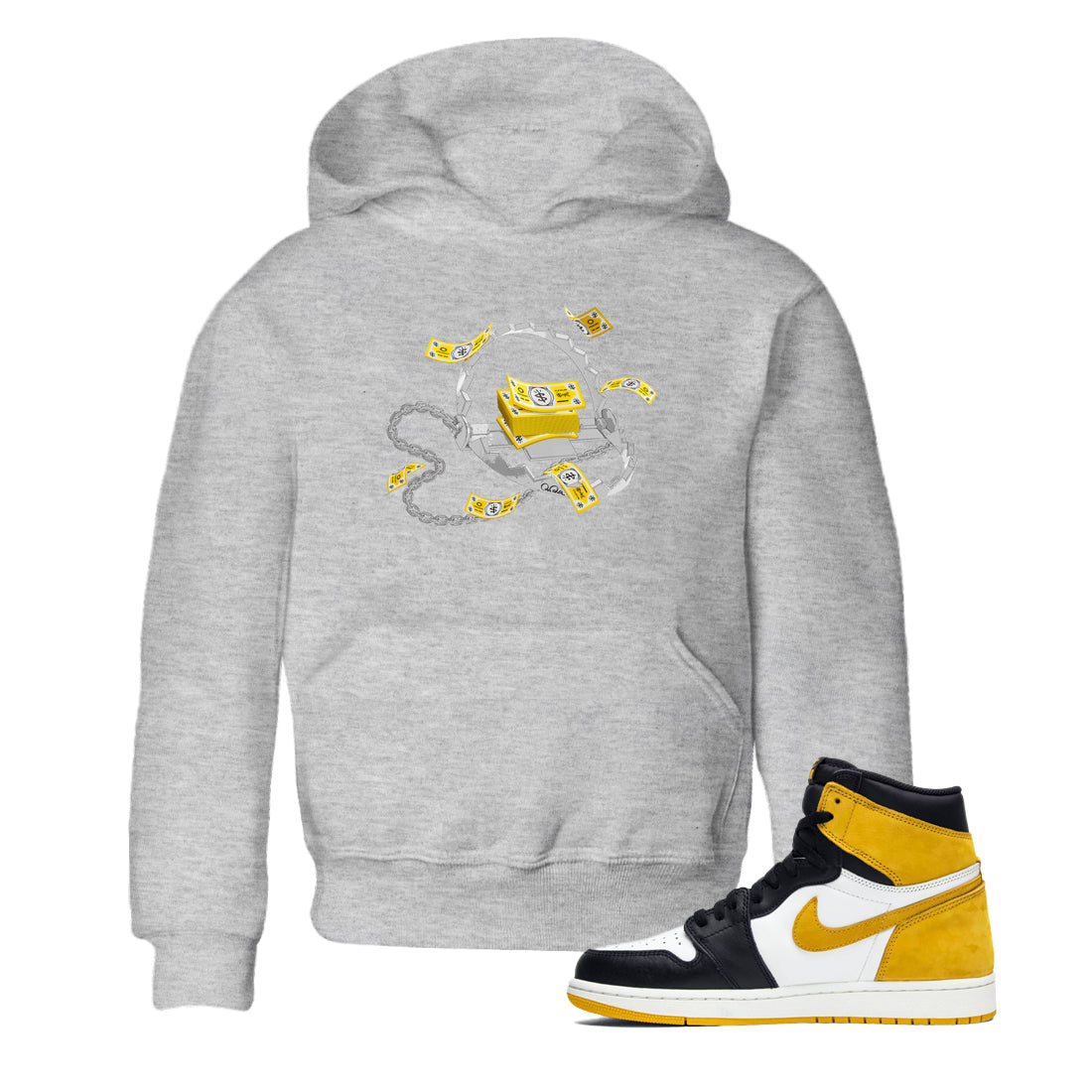 Trap Money snkmatch Tees Kids - Air Jordan 1 Yellow Ochre