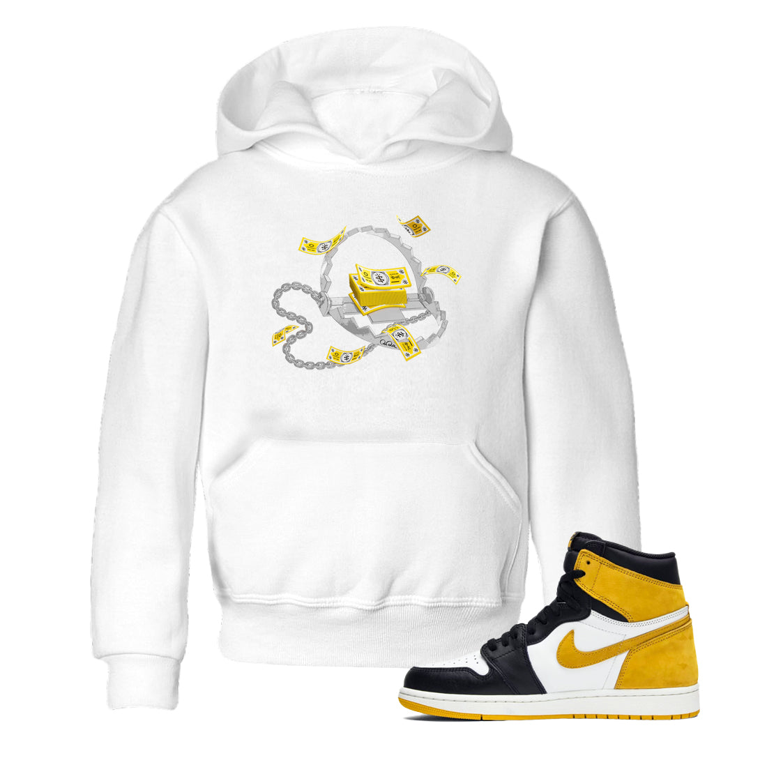 Trap Money snkmatch Tees Kids - Air Jordan 1 Yellow Ochre