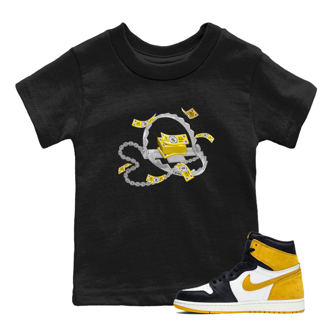 Trap Money snkmatch Tees Kids - Air Jordan 1 Yellow Ochre