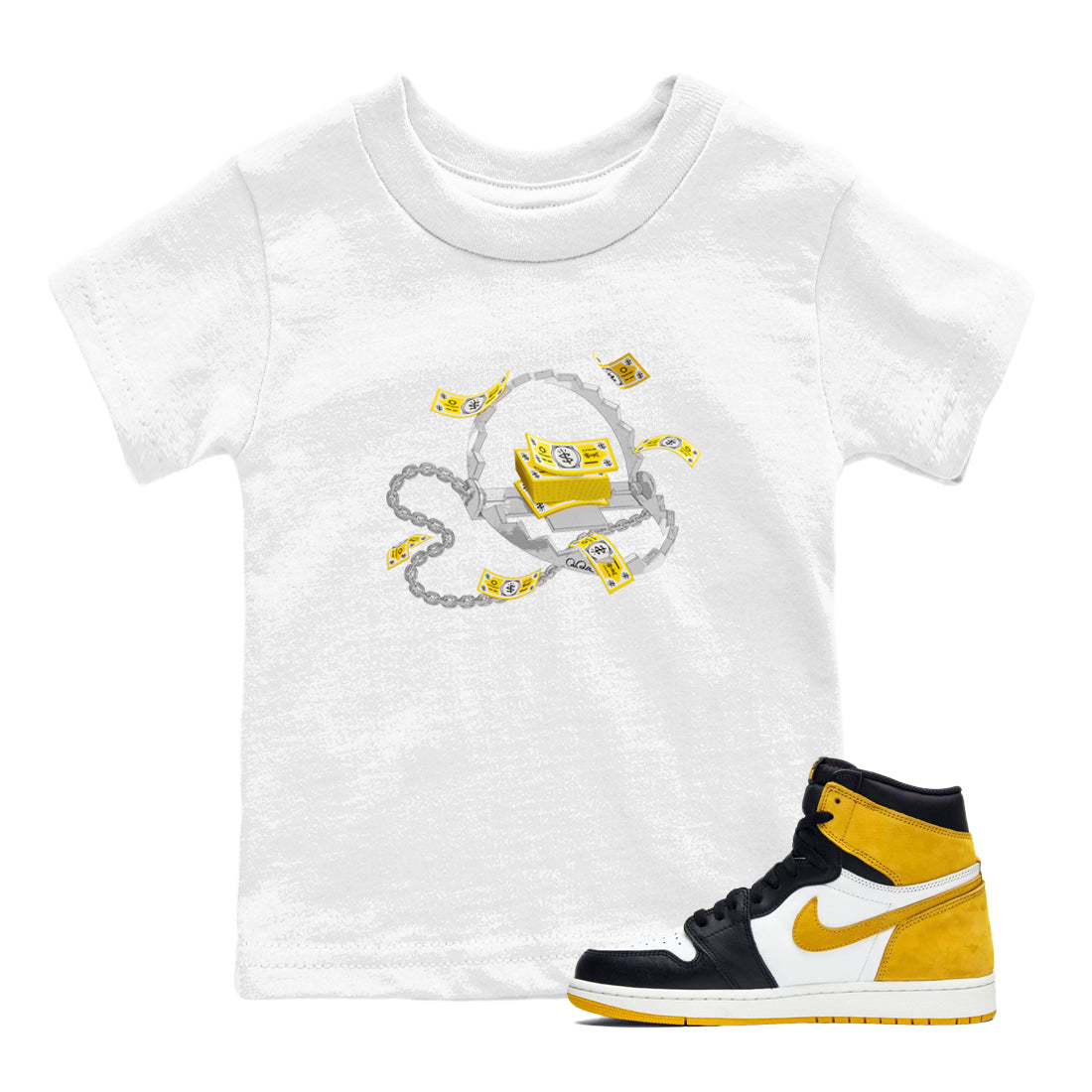 Trap Money snkmatch Tees Kids - Air Jordan 1 Yellow Ochre