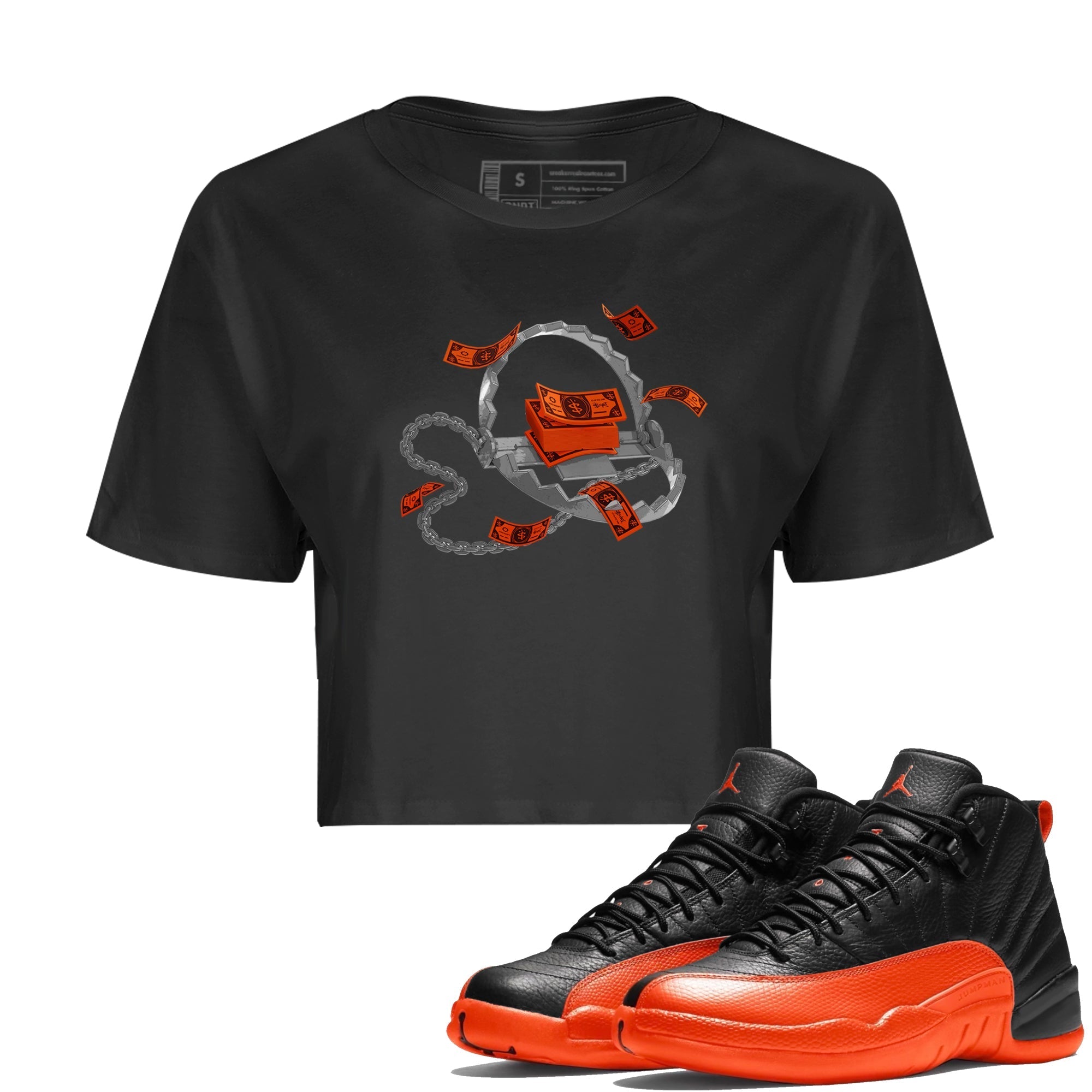 Trap Money Women's Tops - Air Jordan 12 Brilliant Orange