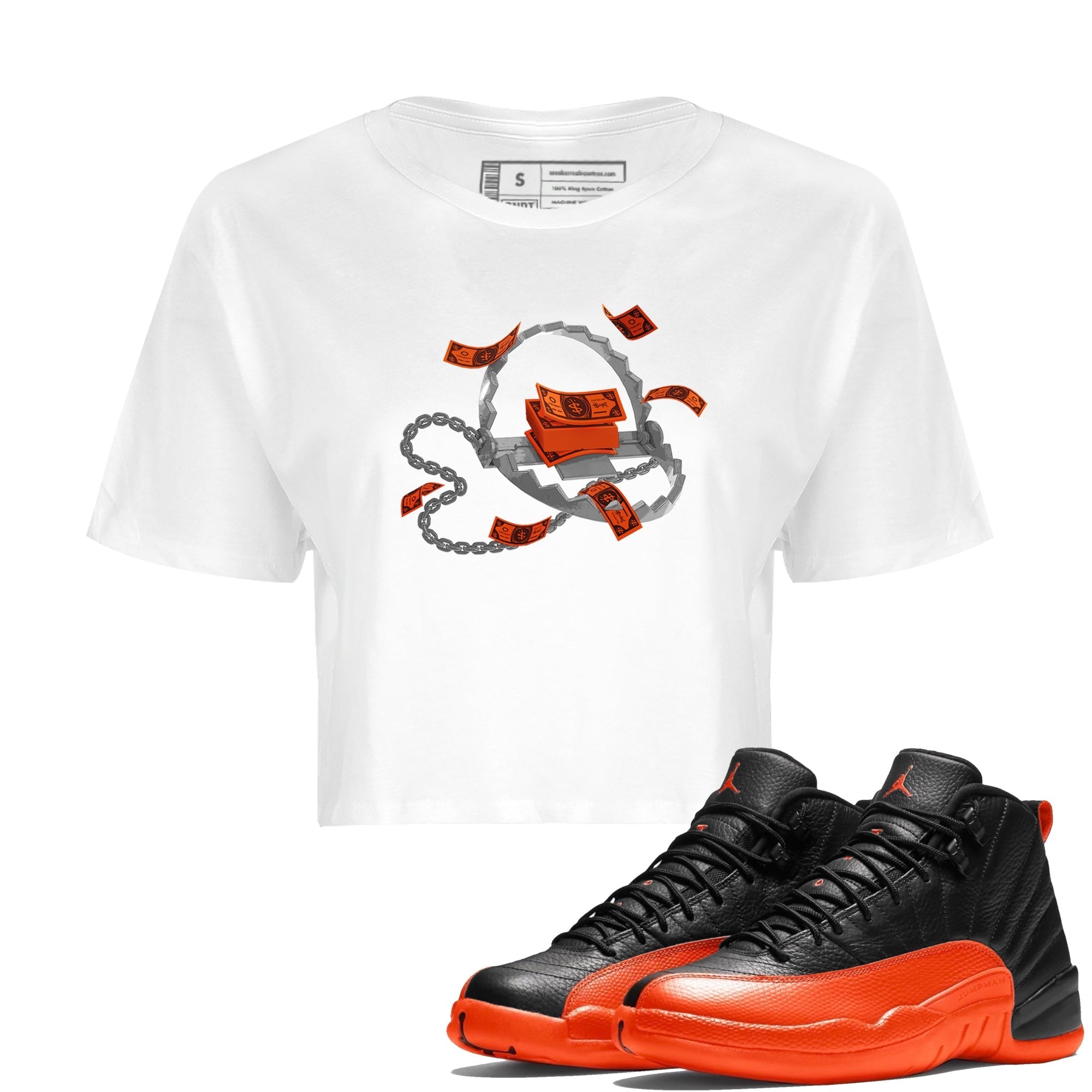 Trap Money Women's Tops - Air Jordan 12 Brilliant Orange