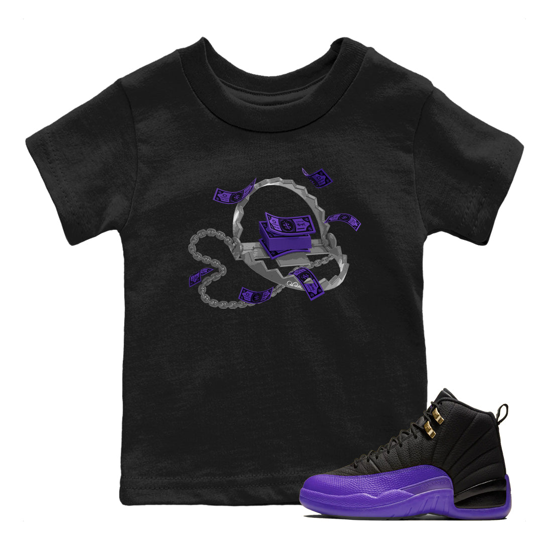 Trap Money Kids Tops - Air Jordan 12 Field Purple
