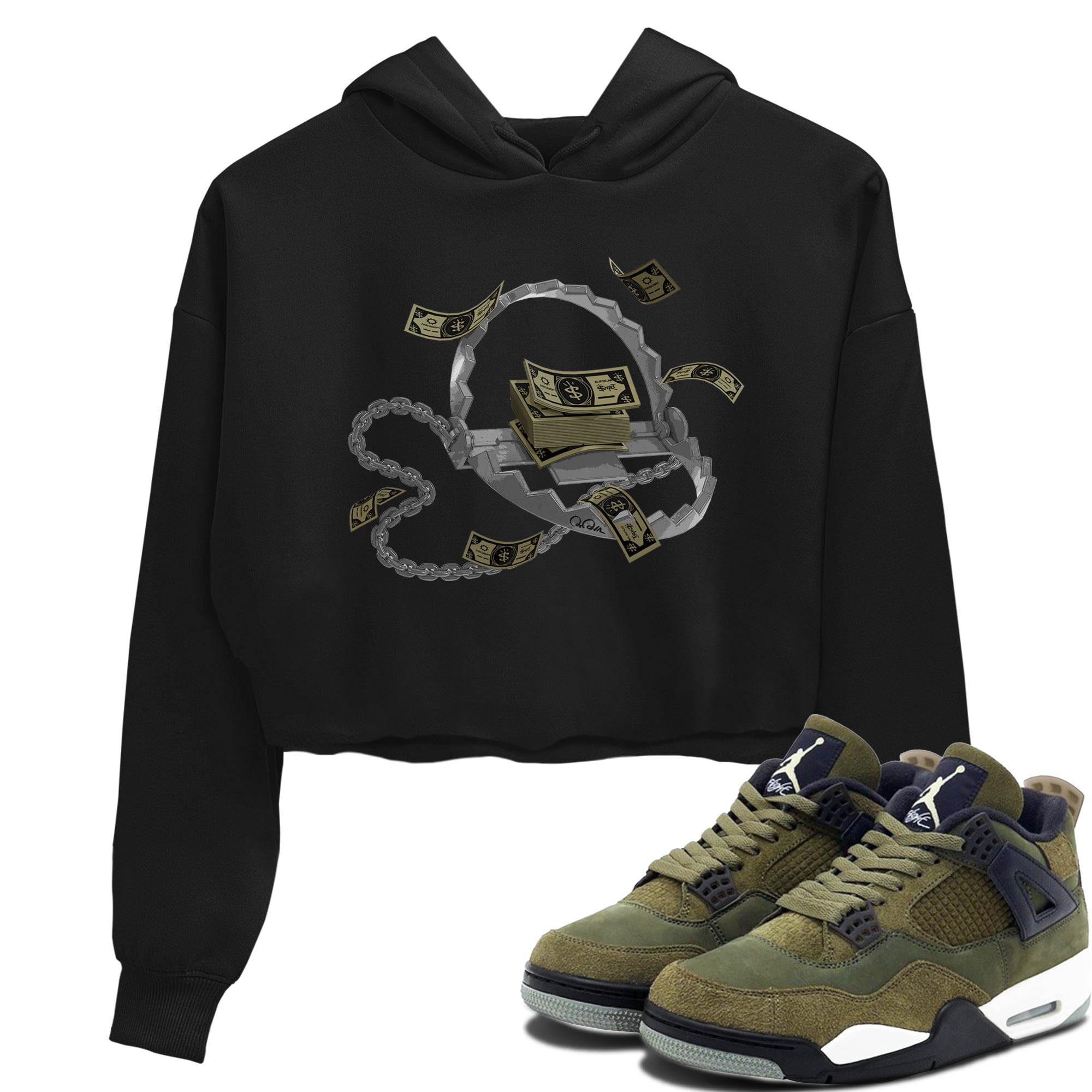 Trap Money snkmatch Women's Top - Air Jordan 4 Medium Olive