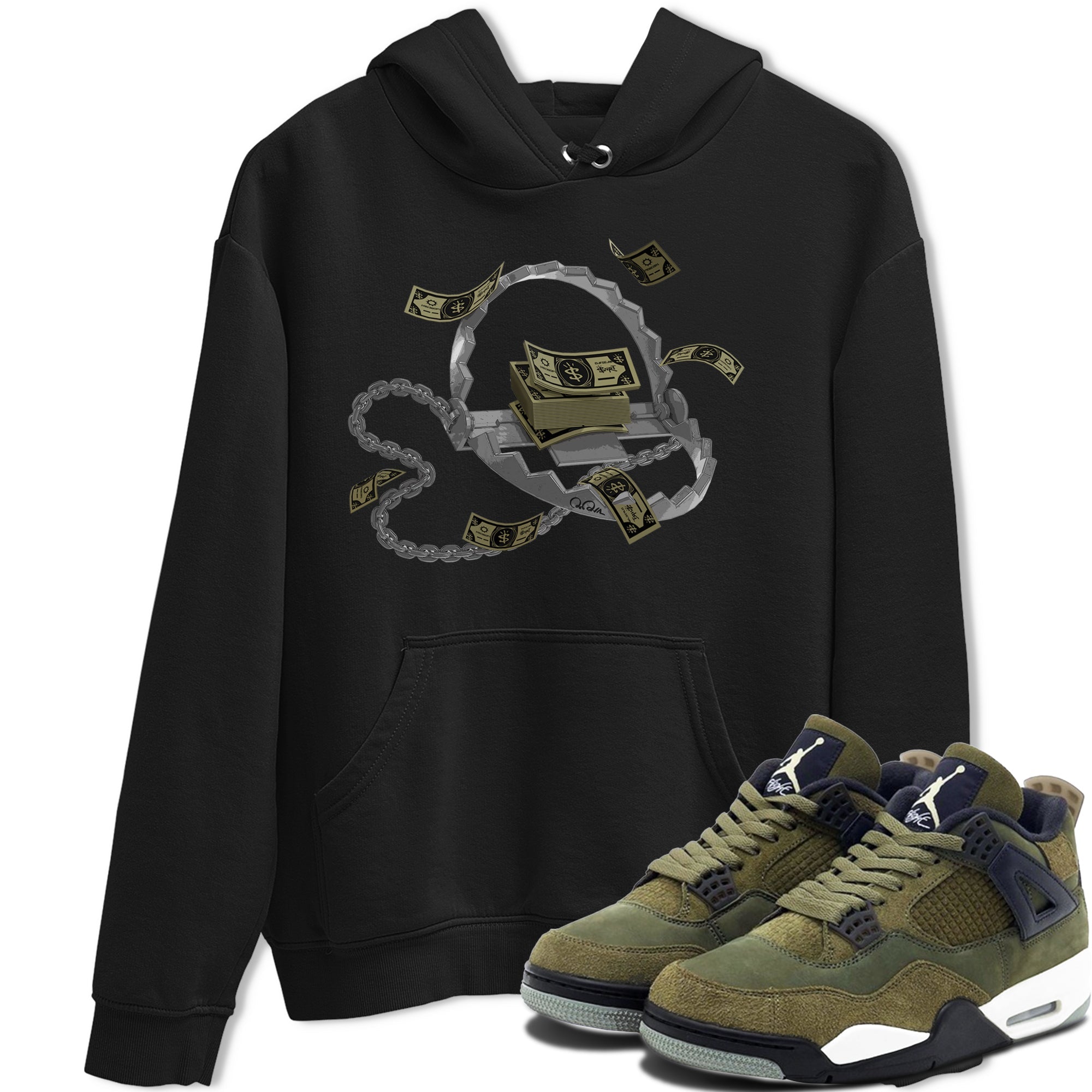 Trap Money snkmatch Tee - Air Jordan 4 Medium Olive