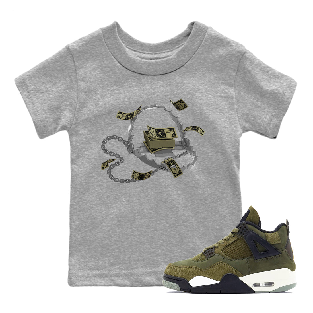 Trap Money snkmatch Tee Kids - Air Jordan 4 Medium Olive