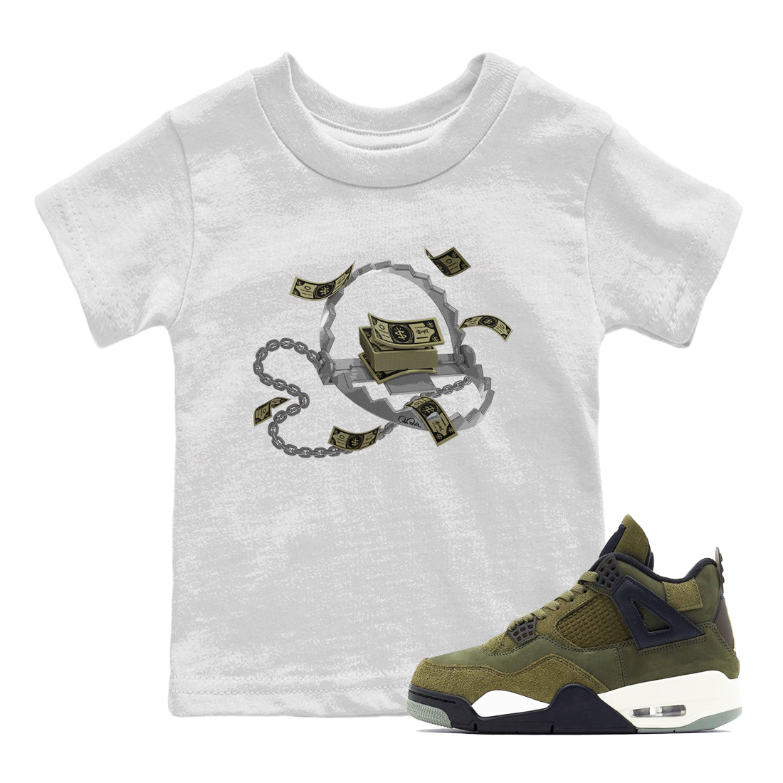 Trap Money snkmatch Tee Kids - Air Jordan 4 Medium Olive