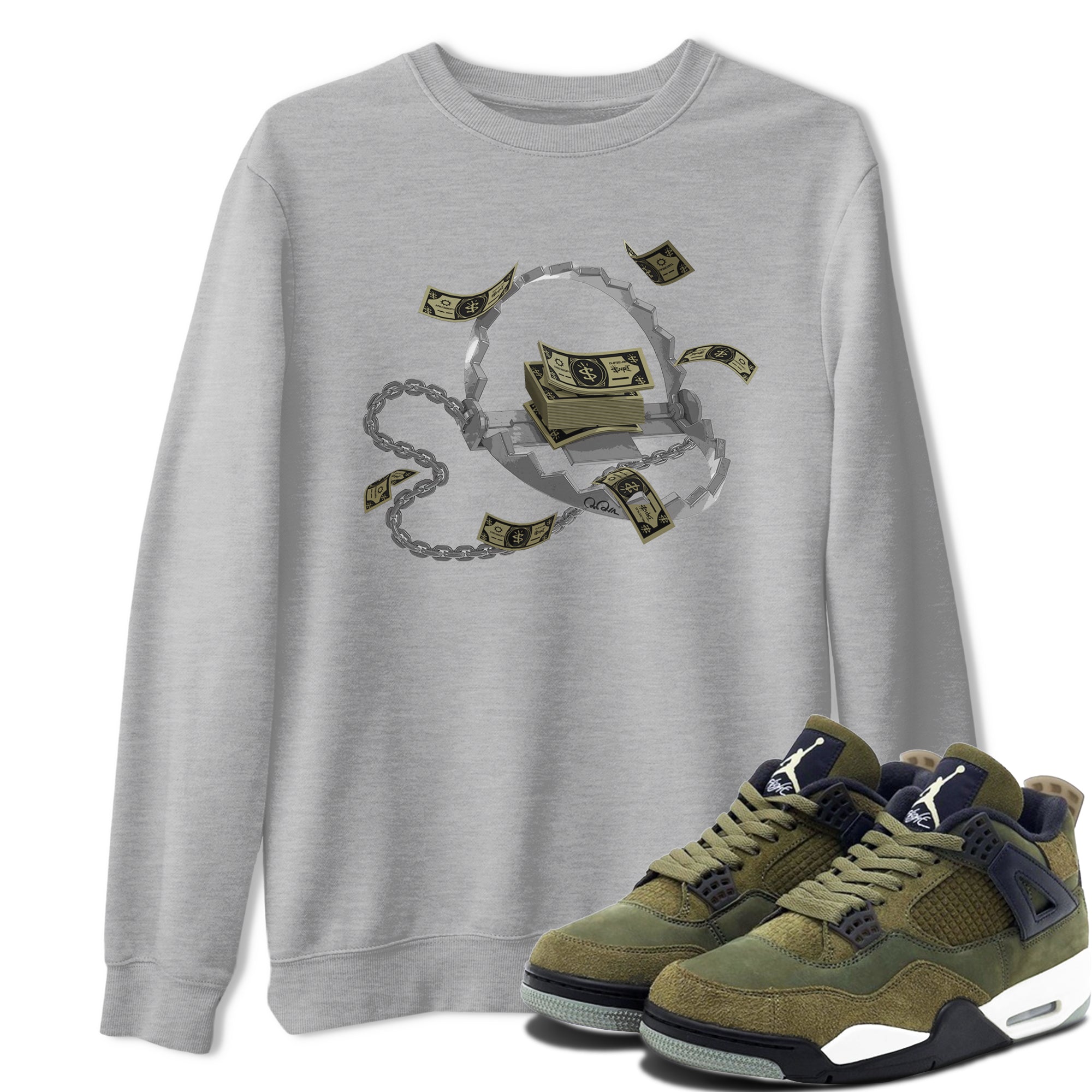Trap Money snkmatch Tee - Air Jordan 4 Medium Olive