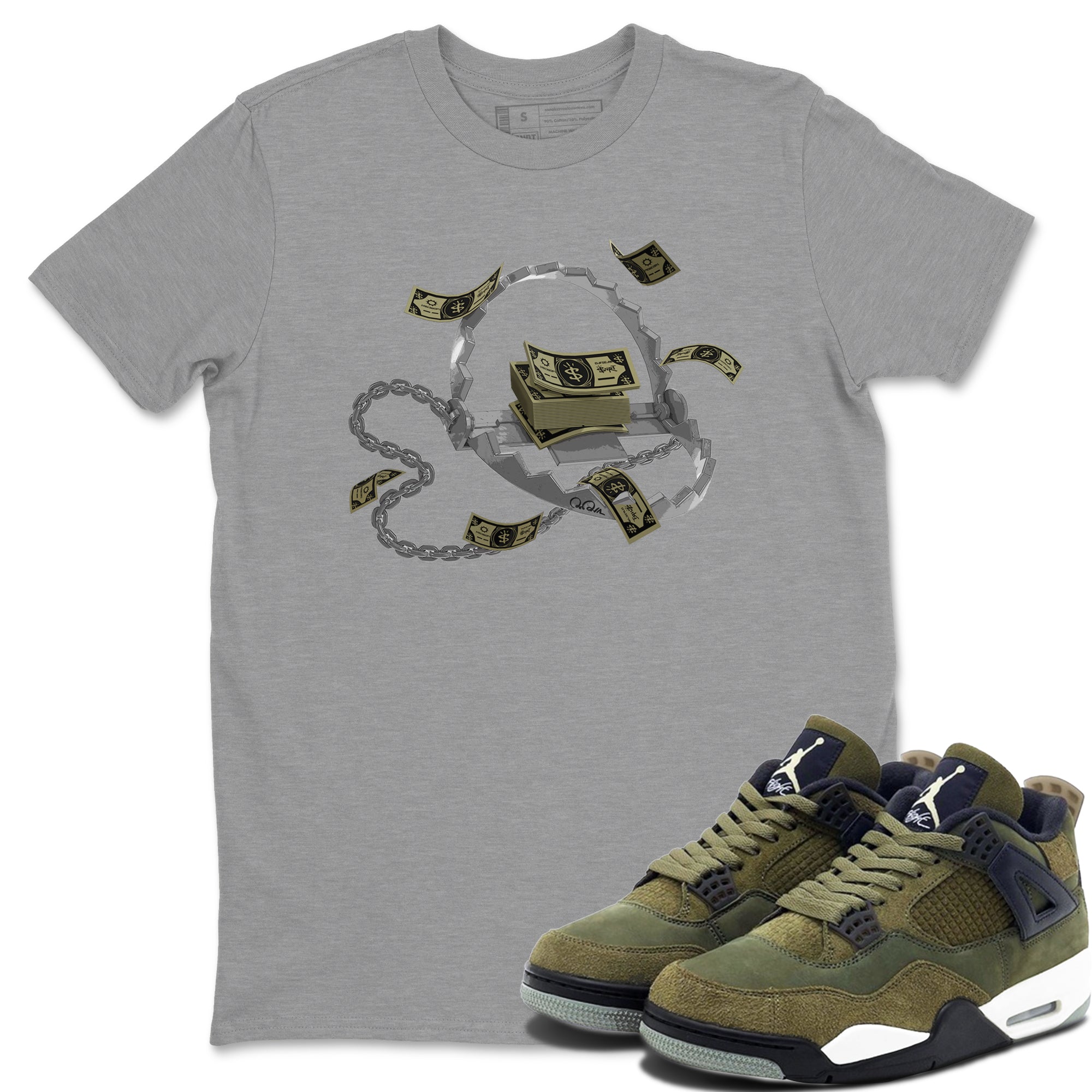 Trap Money snkmatch Tee - Air Jordan 4 Medium Olive