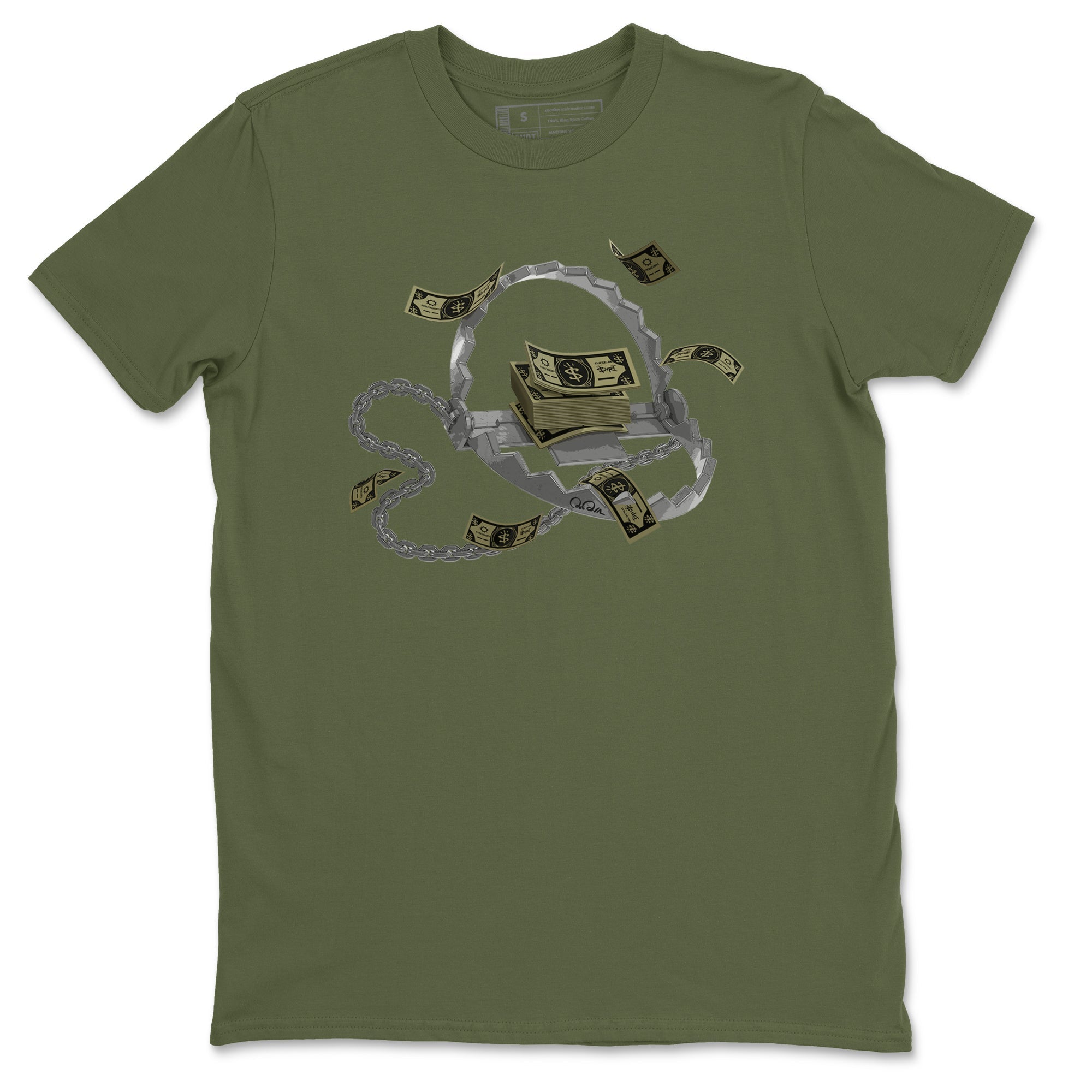 Trap Money snkmatch Tee - Air Jordan 4 Medium Olive