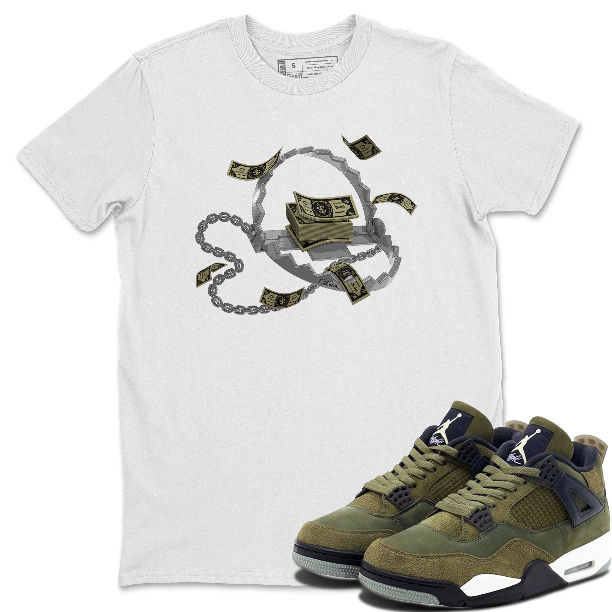 Trap Money snkmatch Tee - Air Jordan 4 Medium Olive