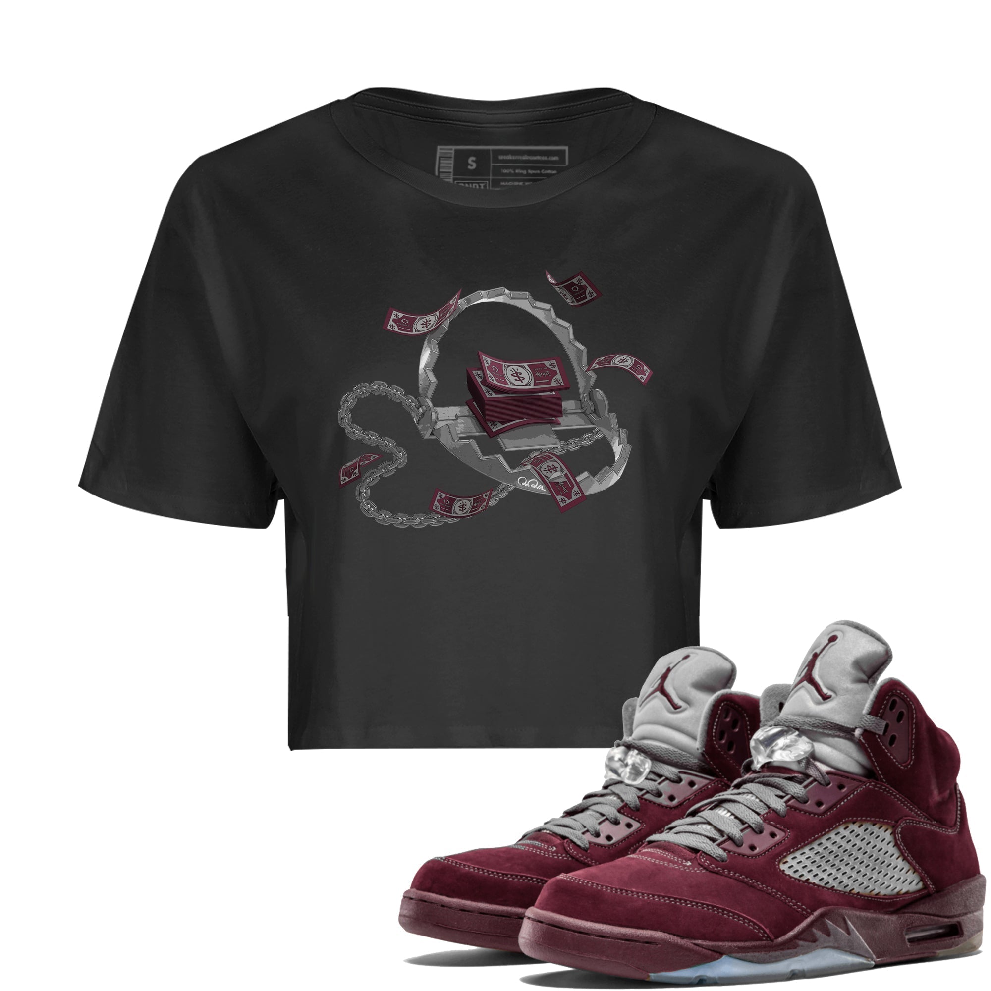 Trap Money Women's Tops - Air Jordan 5 Burgundy