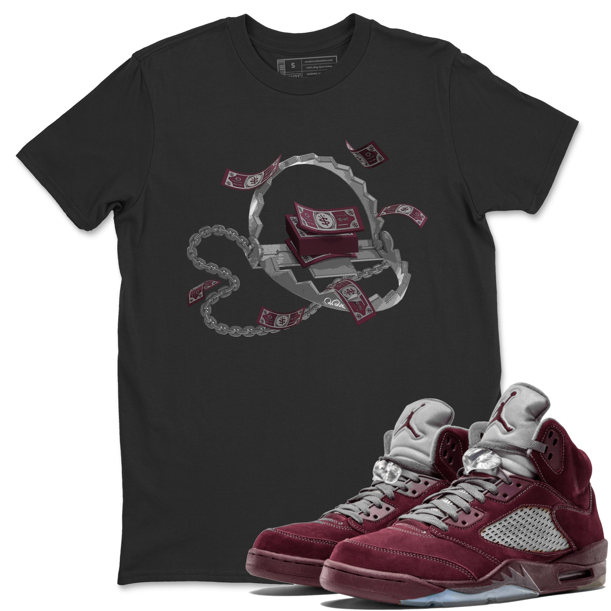 Trap Money Unisex Tops - Air Jordan 5 Burgundy