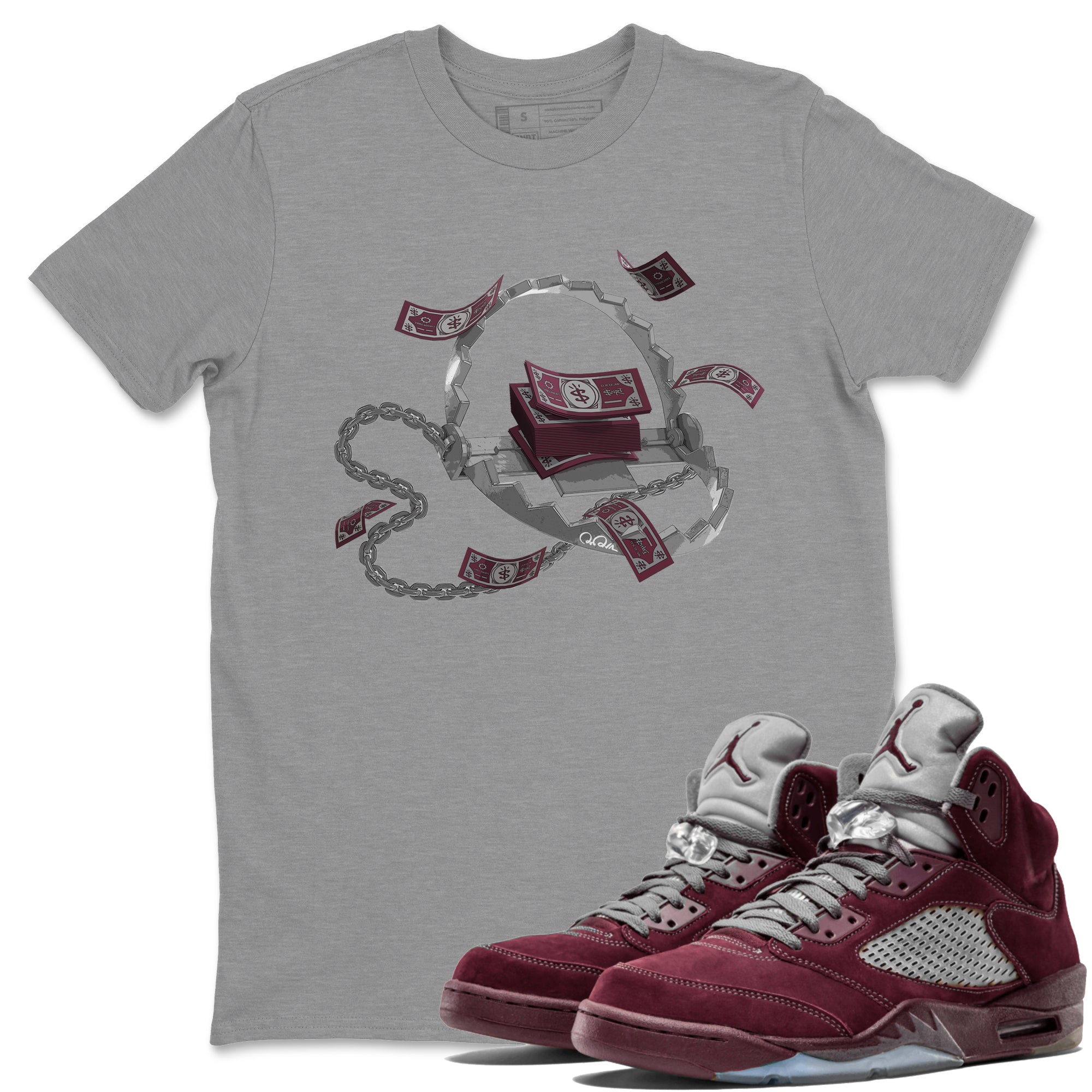 Trap Money Unisex Tops - Air Jordan 5 Burgundy