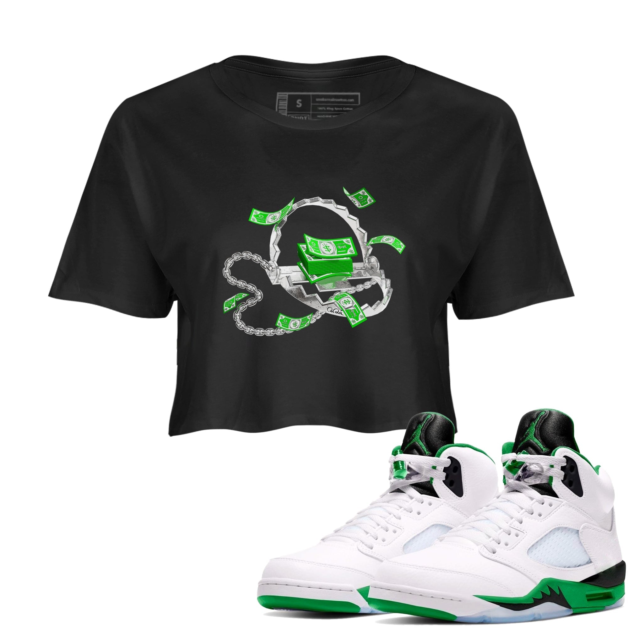 Trap Money snkmatch Women's Top - Air Jordan 5 Lucky Green