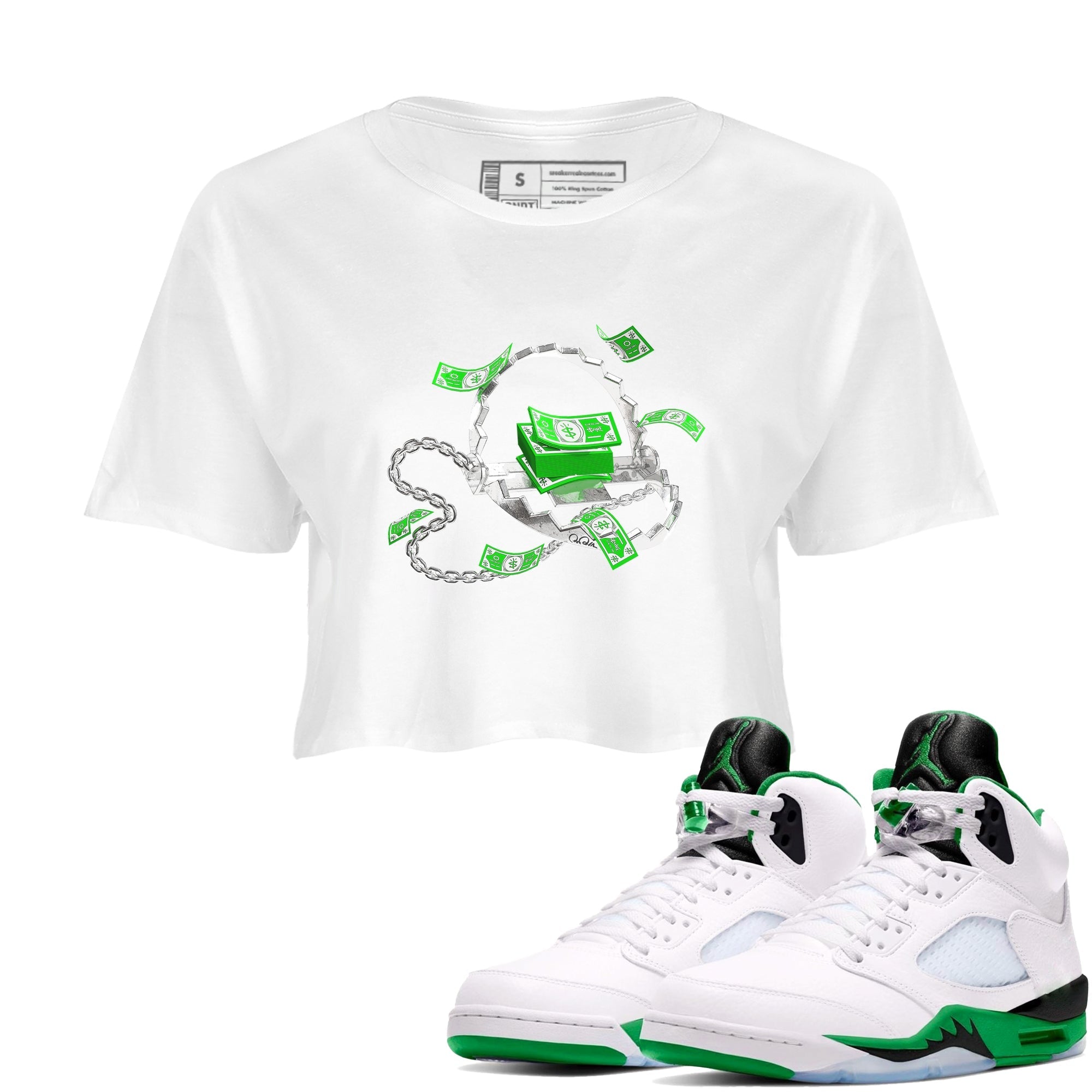 Trap Money snkmatch Women's Top - Air Jordan 5 Lucky Green