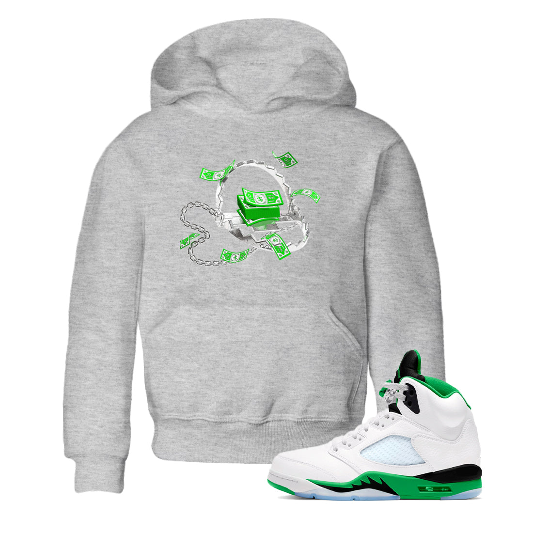 Trap Money snkmatch Tees Kids - Air Jordan 5 Lucky Green