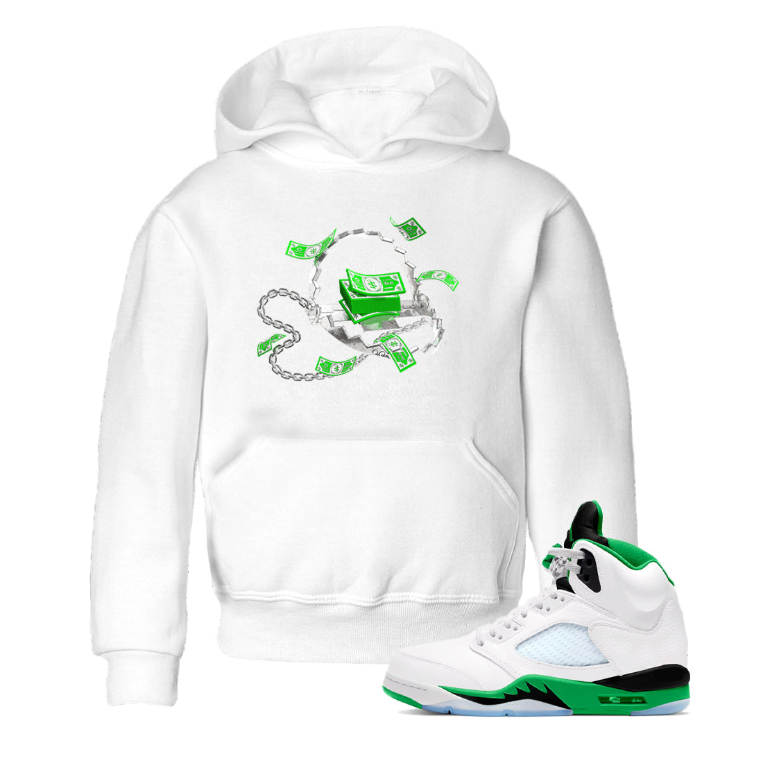 Trap Money snkmatch Tees Kids - Air Jordan 5 Lucky Green