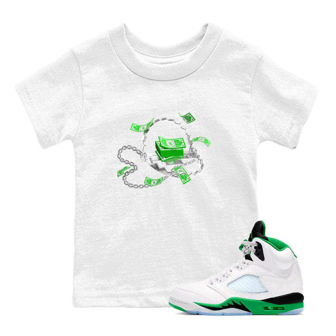 Trap Money snkmatch Tees Kids - Air Jordan 5 Lucky Green