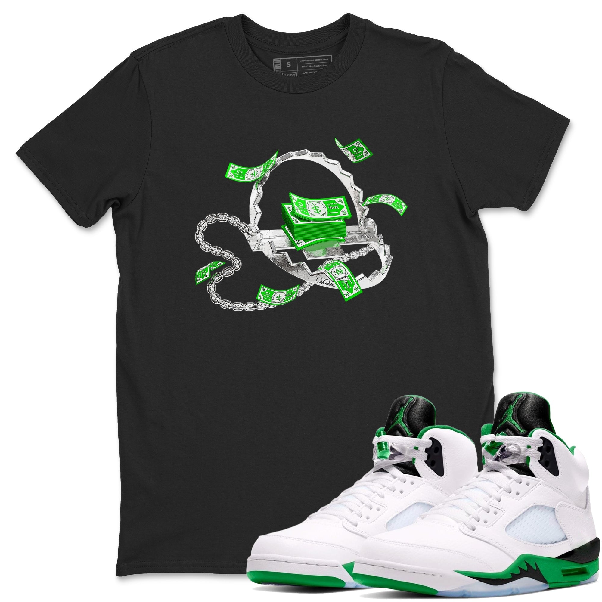 Trap Money snkmatch Tees - Air Jordan 5 Lucky Green
